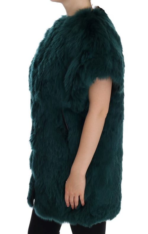 Dolce & Gabbana Exquisite Green Alpaca Fur Long Women's Vest