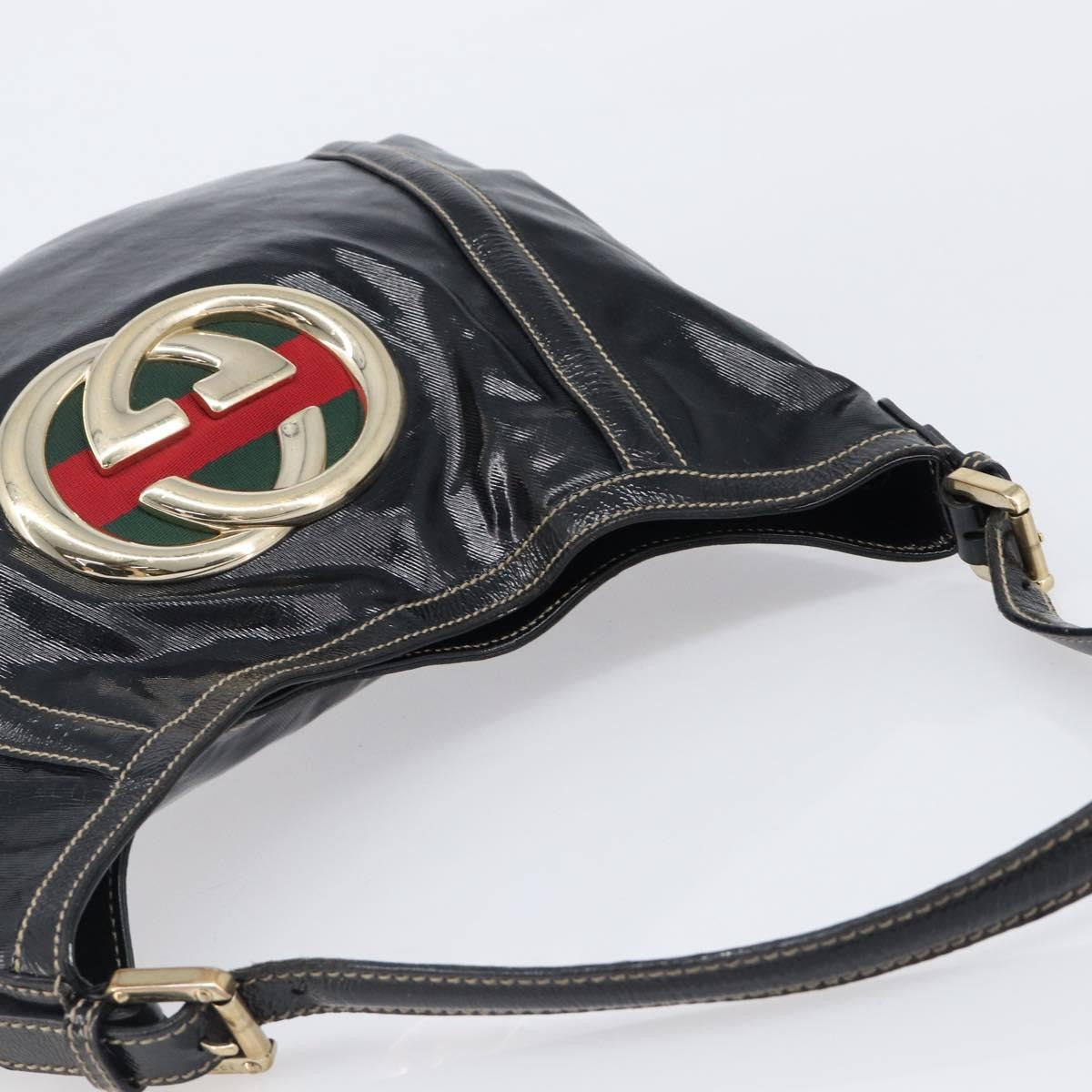 Gucci Britt Web Hobo Dialux Coated Canvas Black Canvas Shoulder Bag Bag (Pre-Owned)