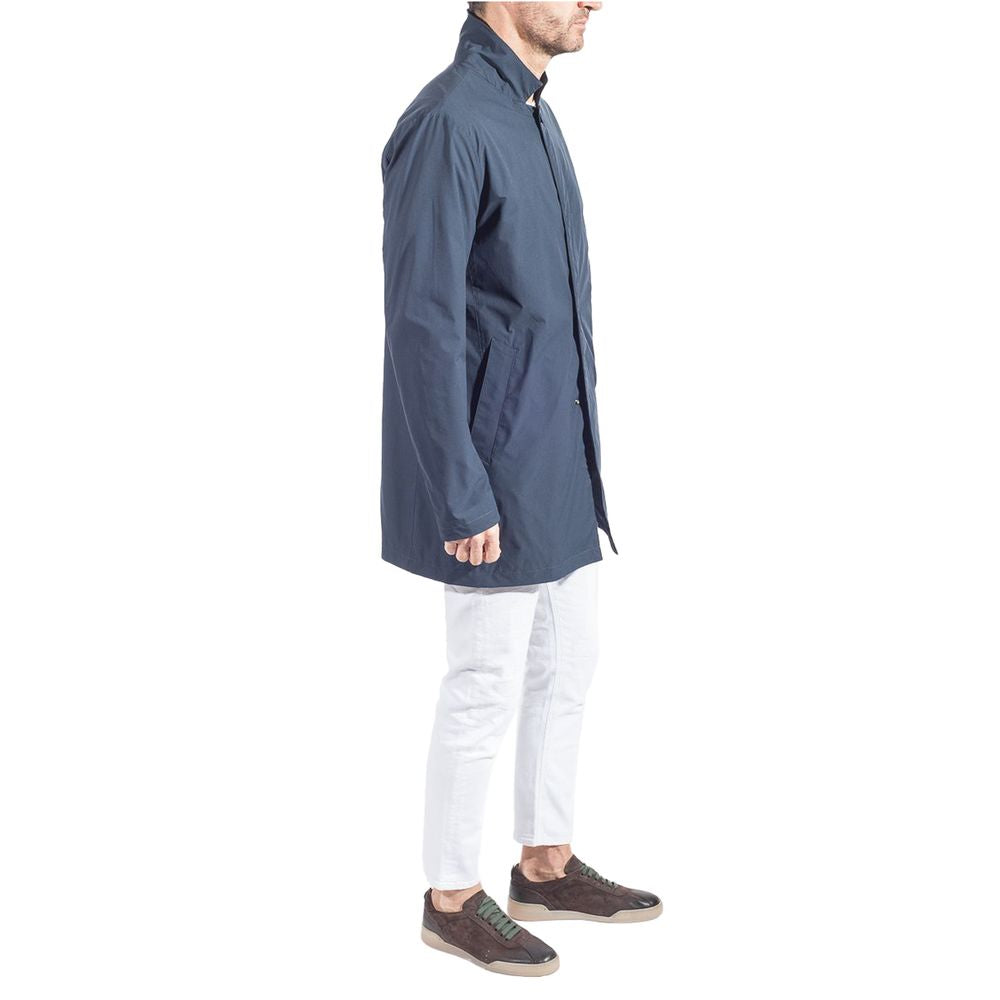 People Of Shibuya Blue Polyester Men Trench Men's Coat