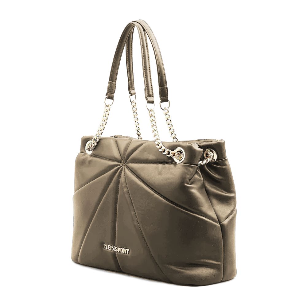 Plein Sport Elegant Faux Leather Gold-Chain Women's Tote