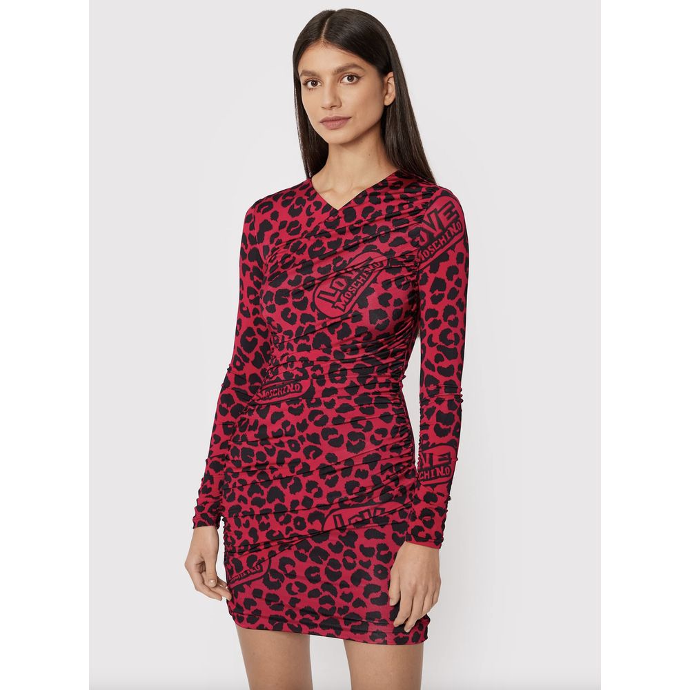 Love Moschino Chic Leopard Texture Dress in Pink and Women's Black