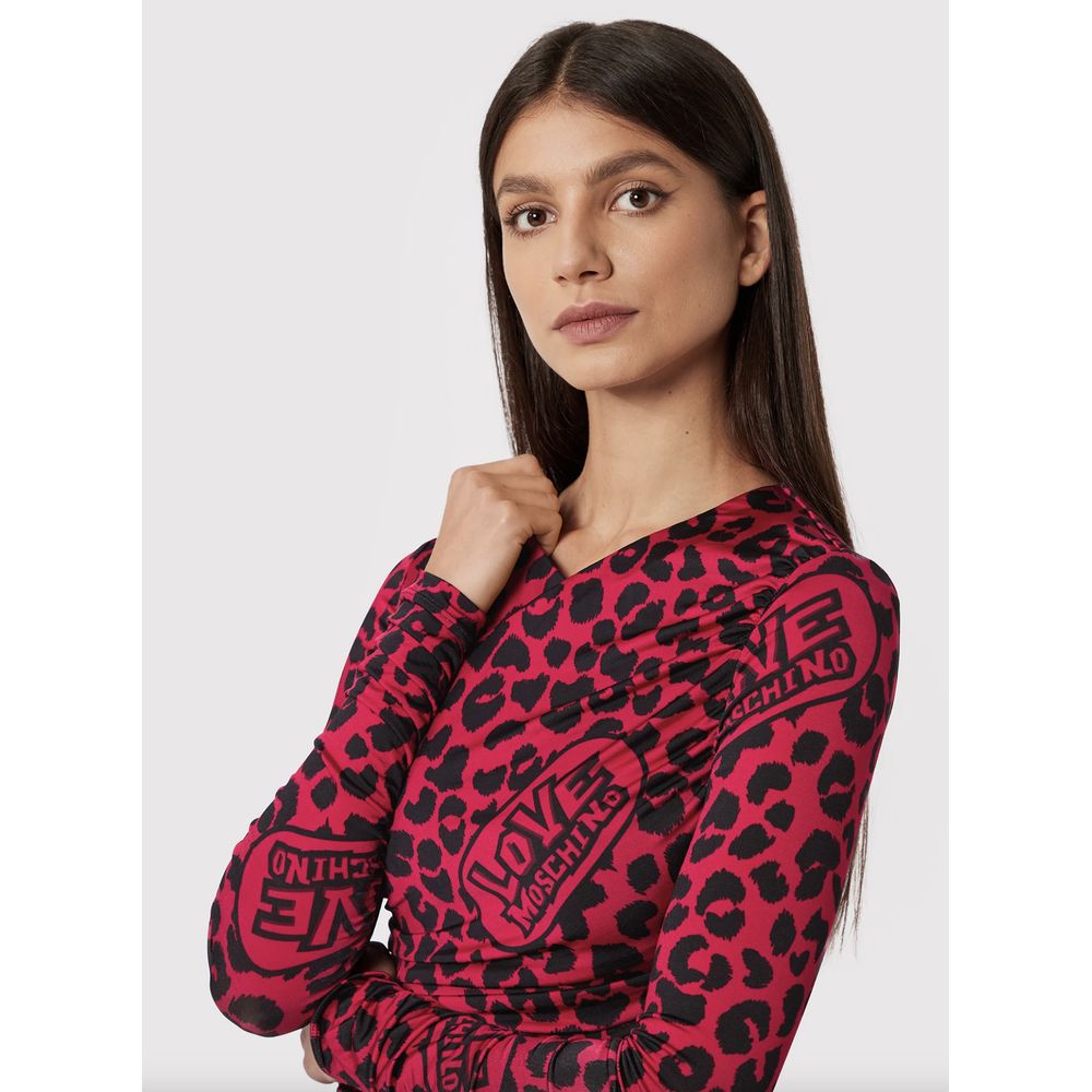 Love Moschino Chic Leopard Texture Dress in Pink and Women's Black