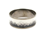 Bottega Veneta White / Black Enamel Metal Woven Silver Bracelet 452832 1813 (Small)