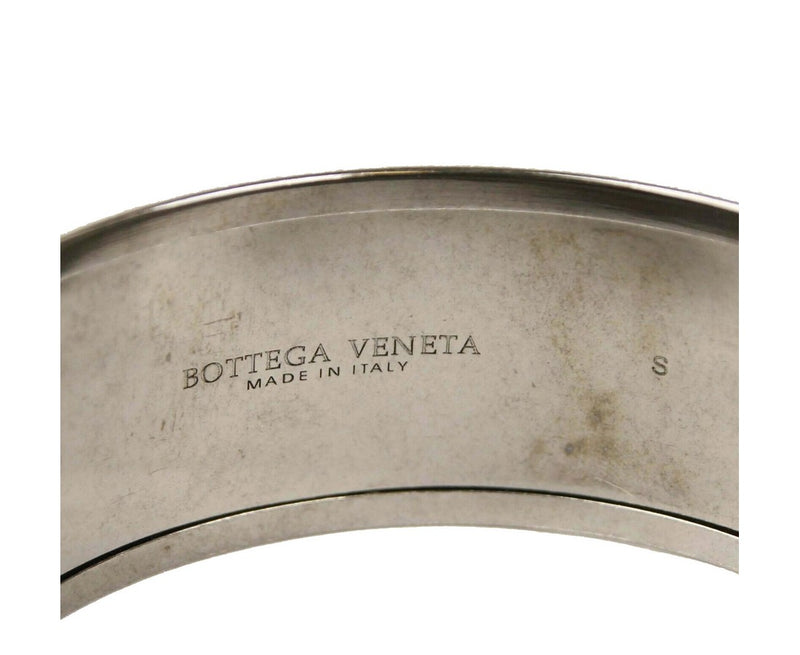 Bottega Veneta White / Black Enamel Metal Woven Silver Bracelet 452832 1813 (Small)