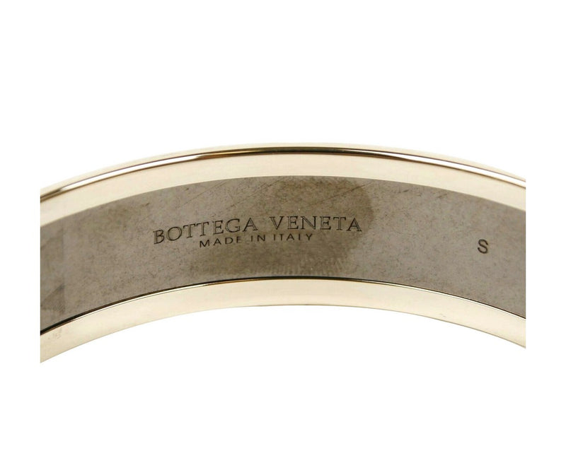 Bottega Veneta Women's Purple Enamel Metal Woven Print Gold Bracelet (Small)