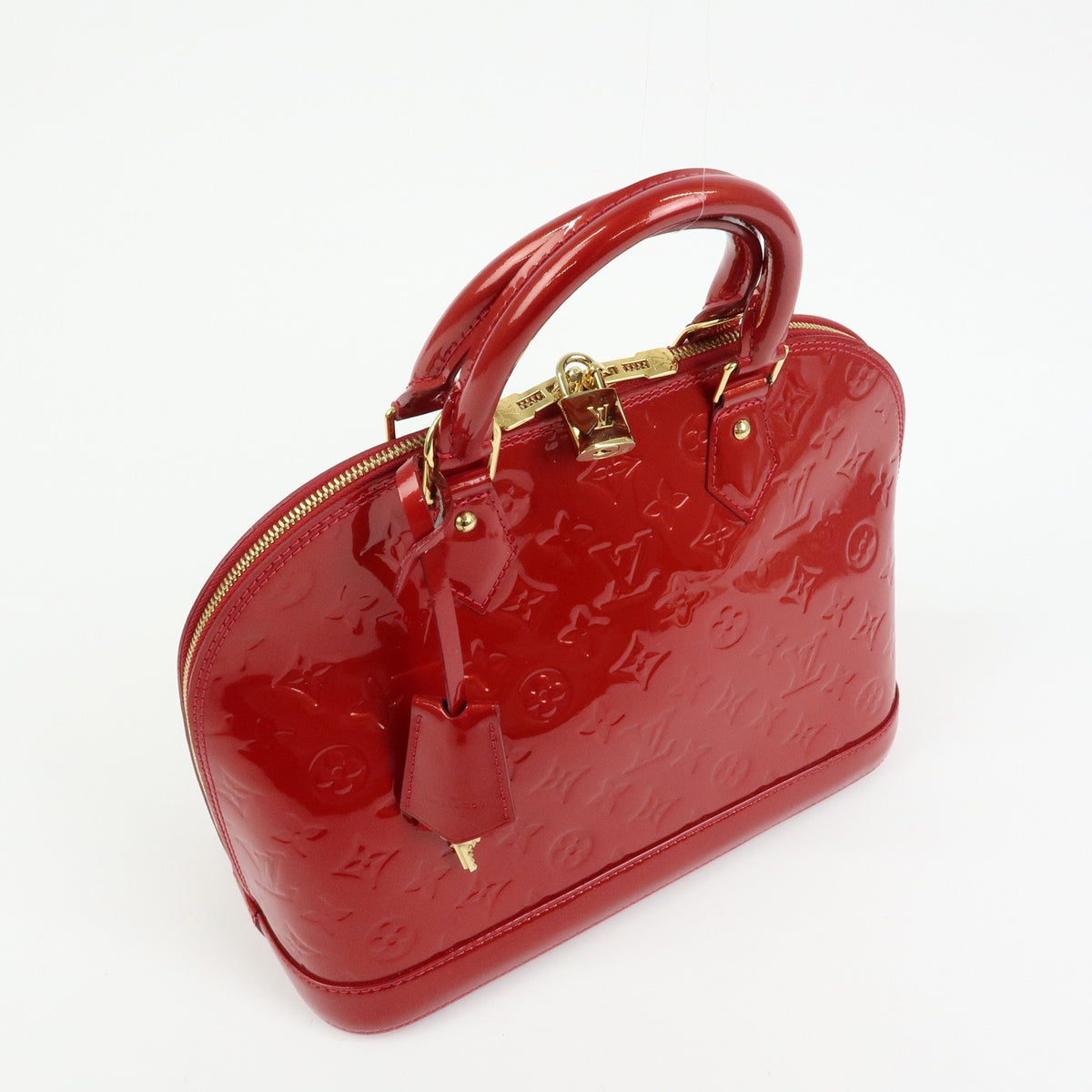 Louis Vuitton Alma Monogram Vernis Red Patent_Leather Handbag (Pre-Owned)