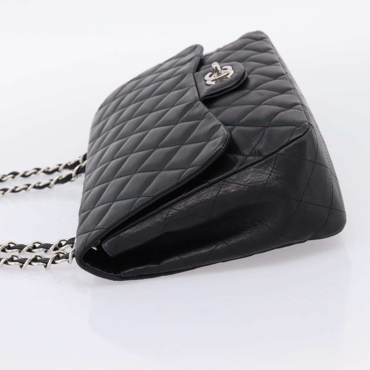 Chanel Vintage Square Classic Flap Quilted Lambskin Black Leather Handbag (Pre-Owned)