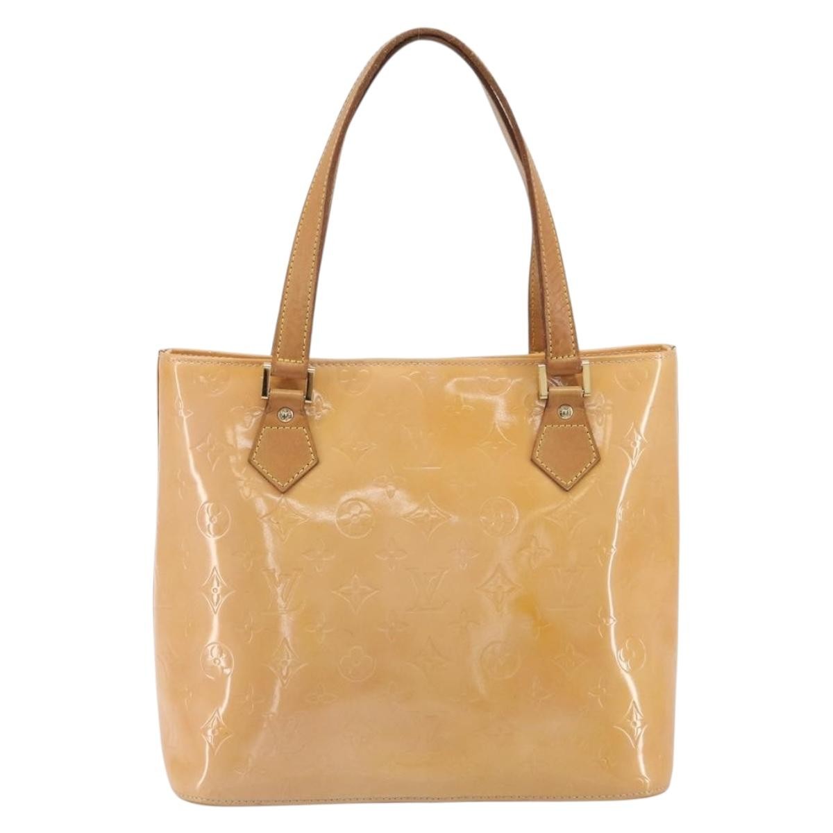 Louis Vuitton Houston Monogram Vernis Beige Patent_Leather Handbag (Pre-Owned)