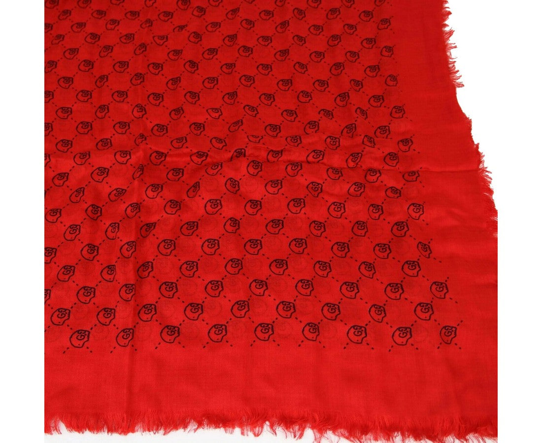 GUCCI Handkerchief Silk Logo Horseshoe Design 45 cm x 45 cm Red
