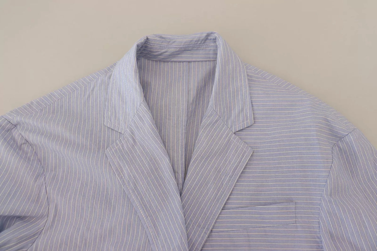 Dsquared² Blue Striped Single Breasted Formal Coat Men's Blazer (Pre-Owned)