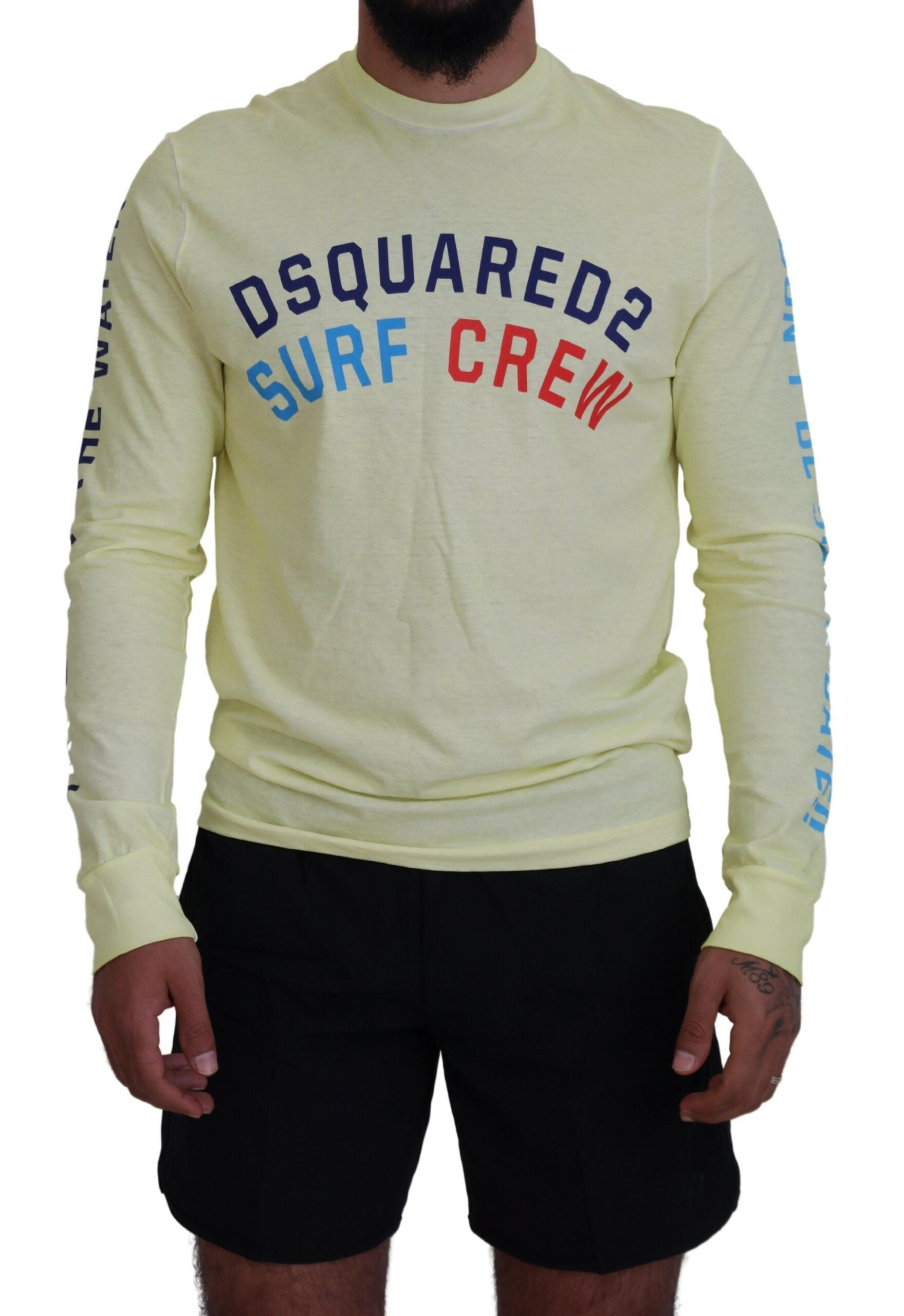 Dsquared² Yellow Colorful Print Long Sleeves Top Men's T-shirt (Pre-Owned)