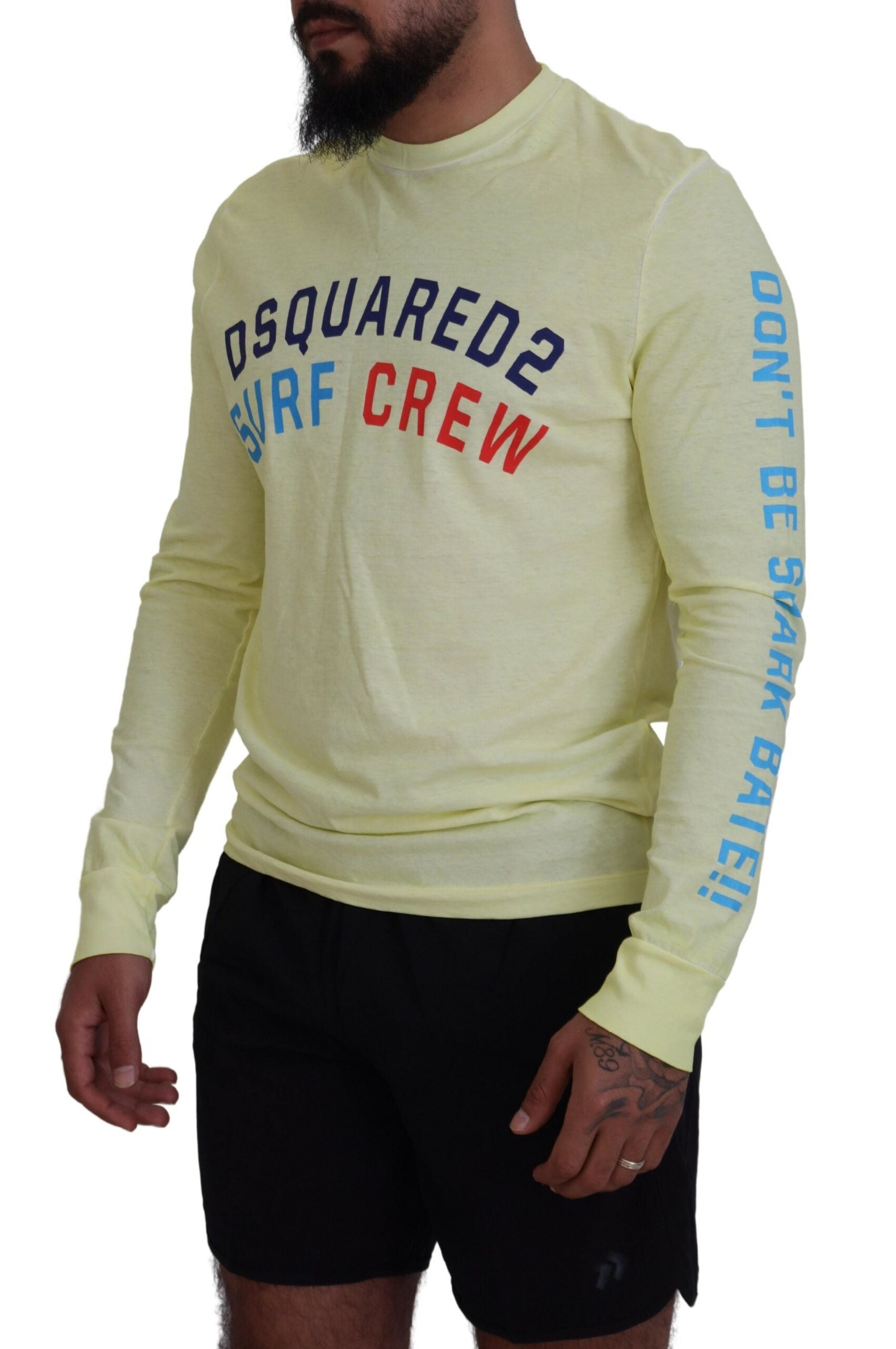 Dsquared² Yellow Colorful Print Long Sleeves Top Men's T-shirt (Pre-Owned)
