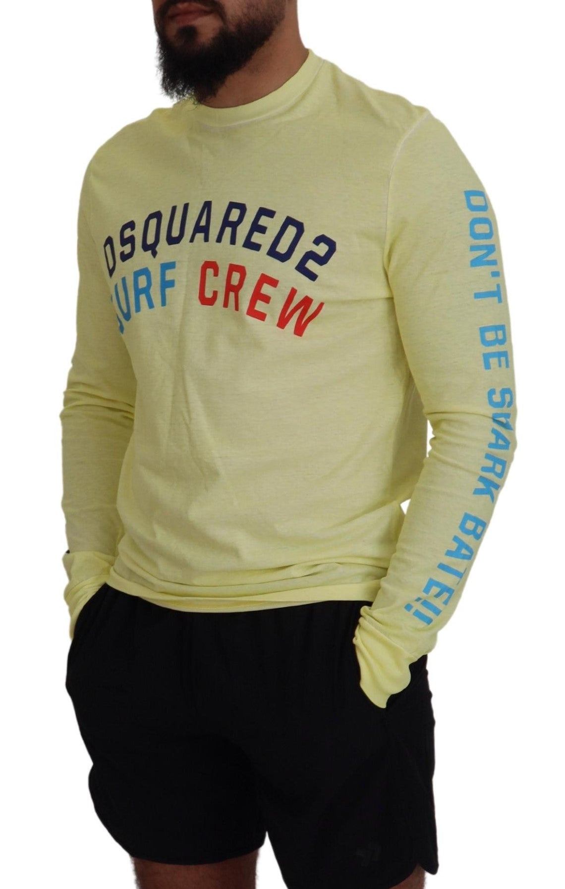 Dsquared² Yellow Colorful Print Long Sleeves Top Men's T-shirt (Pre-Owned)