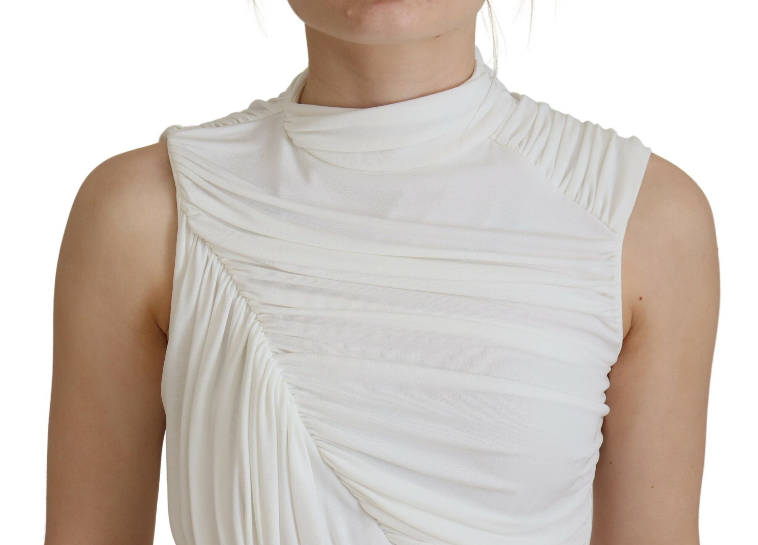 Dsquared² White Viscose Sleeveless Bodycon Mini Women's Dress (Pre-Owned)