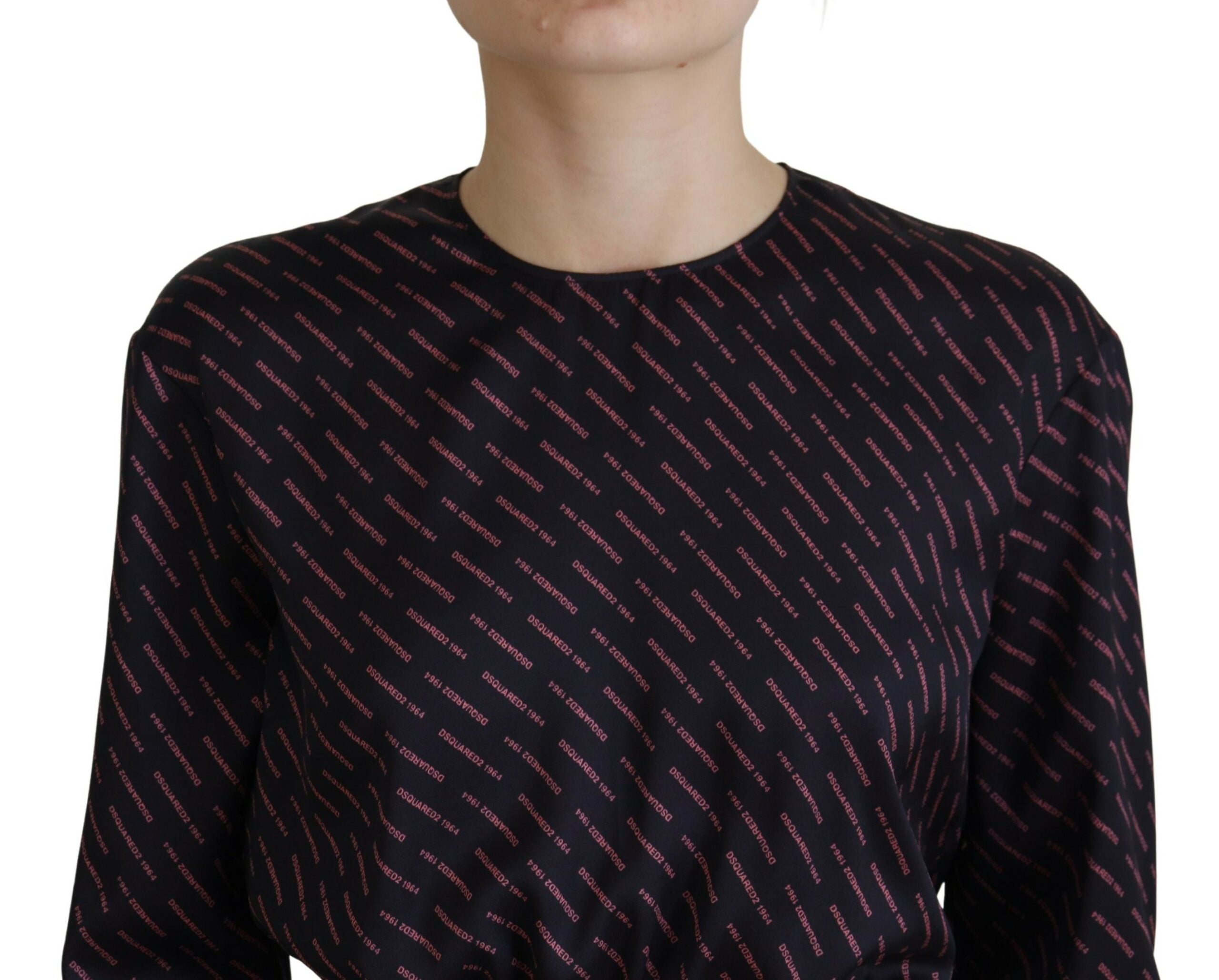 Dsquared² Black Logo Print Long Sleeves A-line Mini Women's Dress (Pre-Owned)