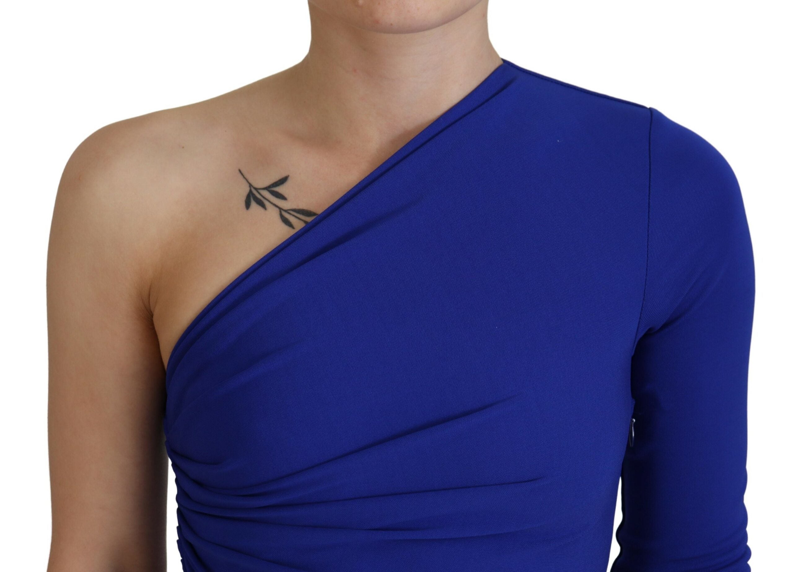 Dsquared² Blue Viscose One Shoulder Bodycon Ruched Mini Women's Dress (Pre-Owned)