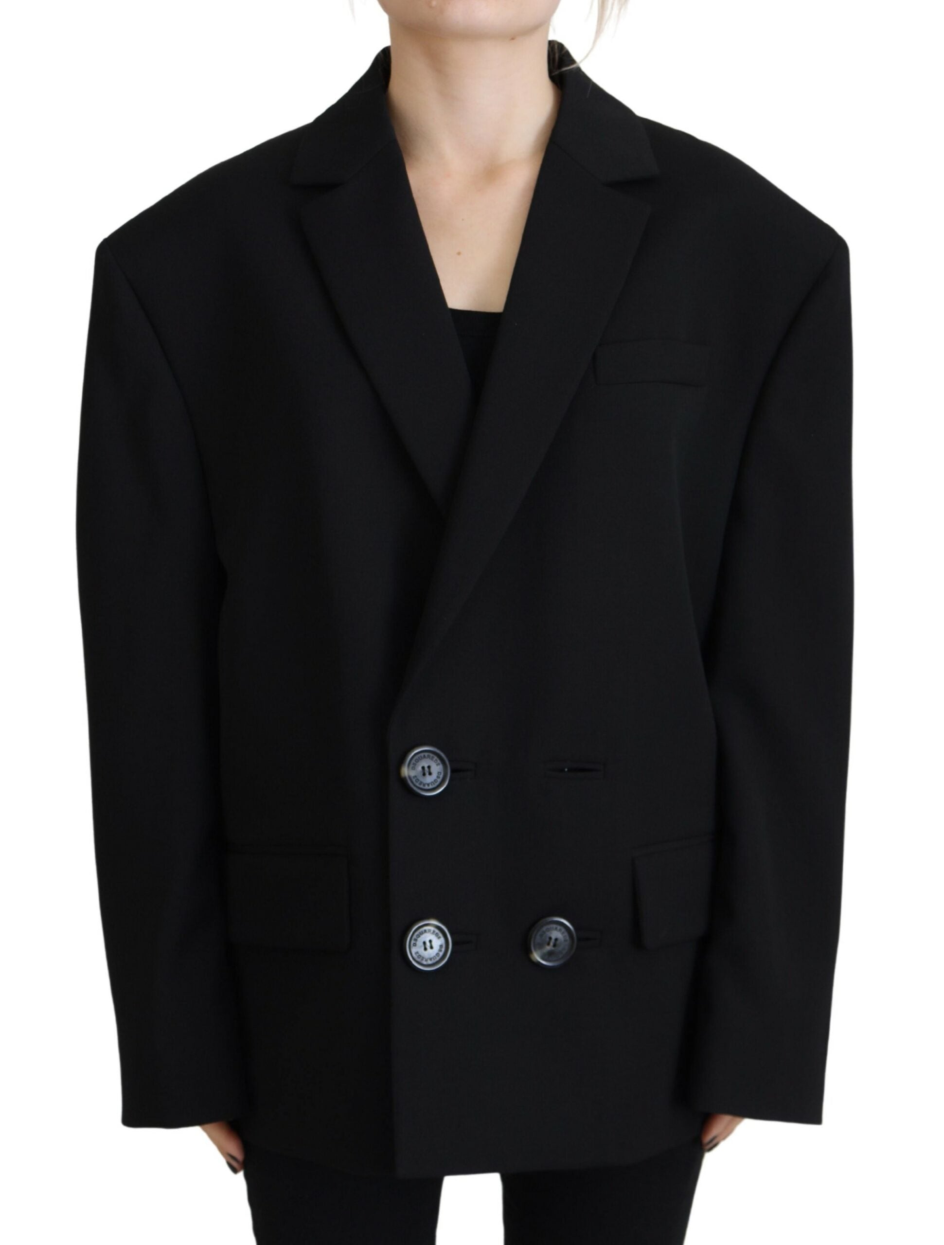 Dsquared² Black Double Breasted Coat Blazer Women's Jacket (Pre-Owned)