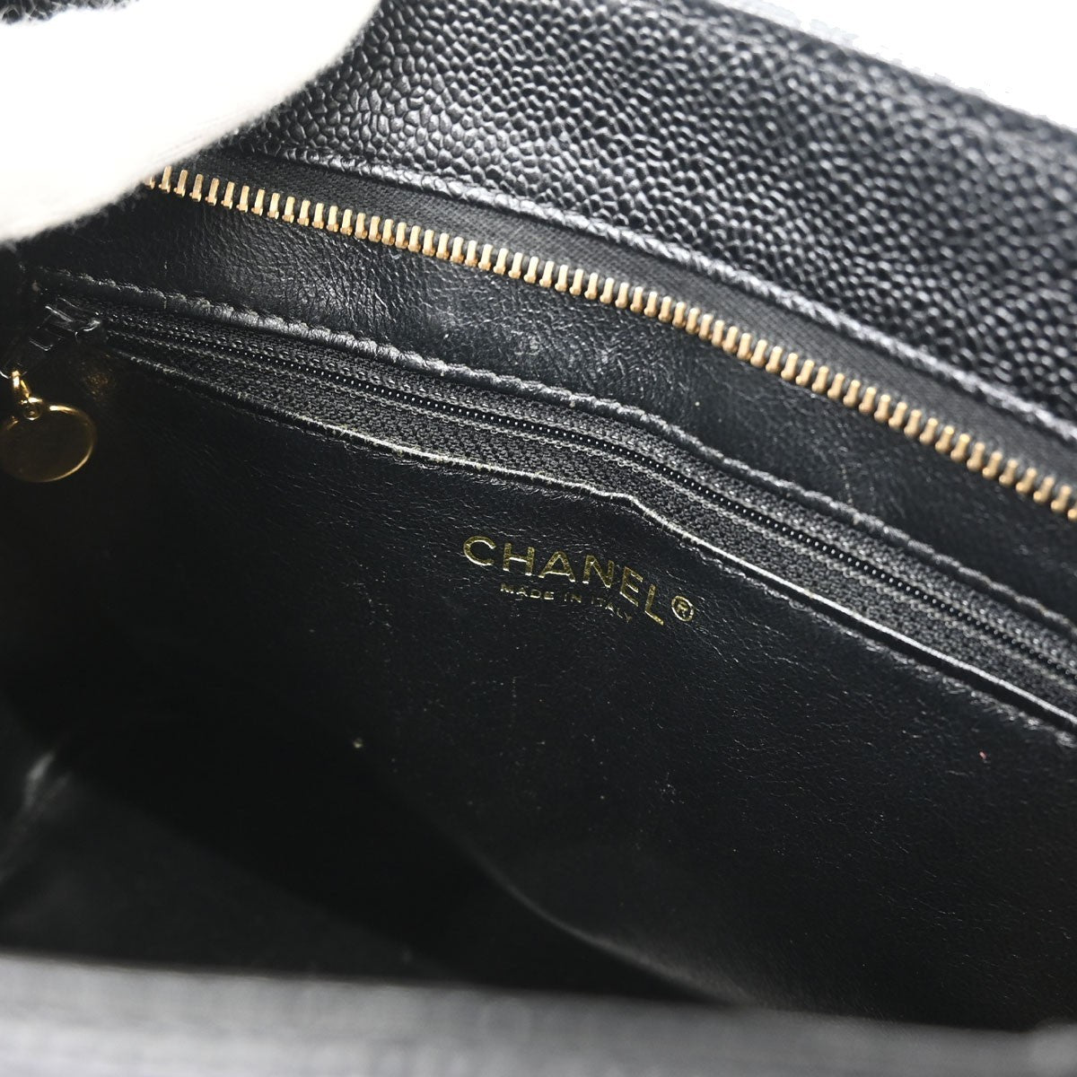 Chanel Medallion Tote Quilted Caviar Black Calfskin Tote Bag Bag (Pre-Owned)