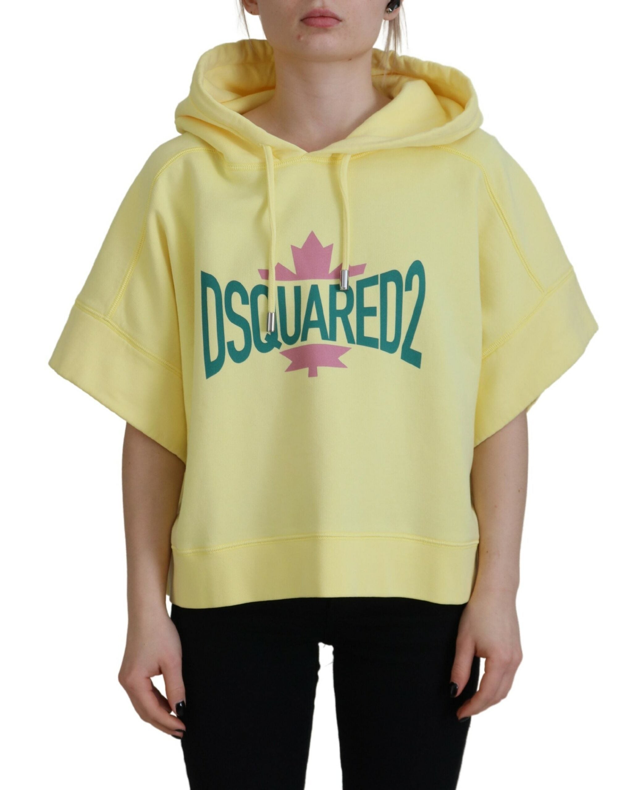 Dsquared² Yellow Logo Print Cotton Hoodie Sweatshirt Women's Sweater (Pre-Owned)