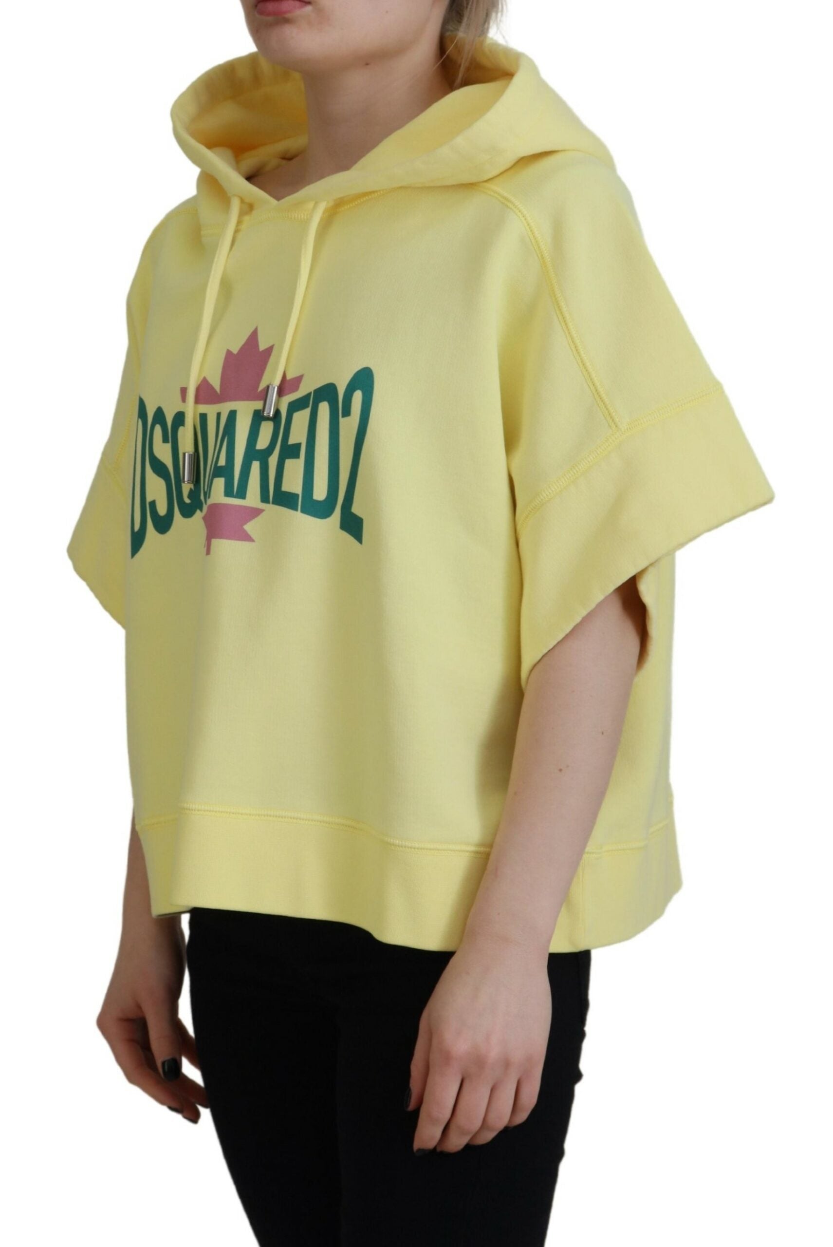 Dsquared² Yellow Logo Print Cotton Hoodie Sweatshirt Women's Sweater (Pre-Owned)