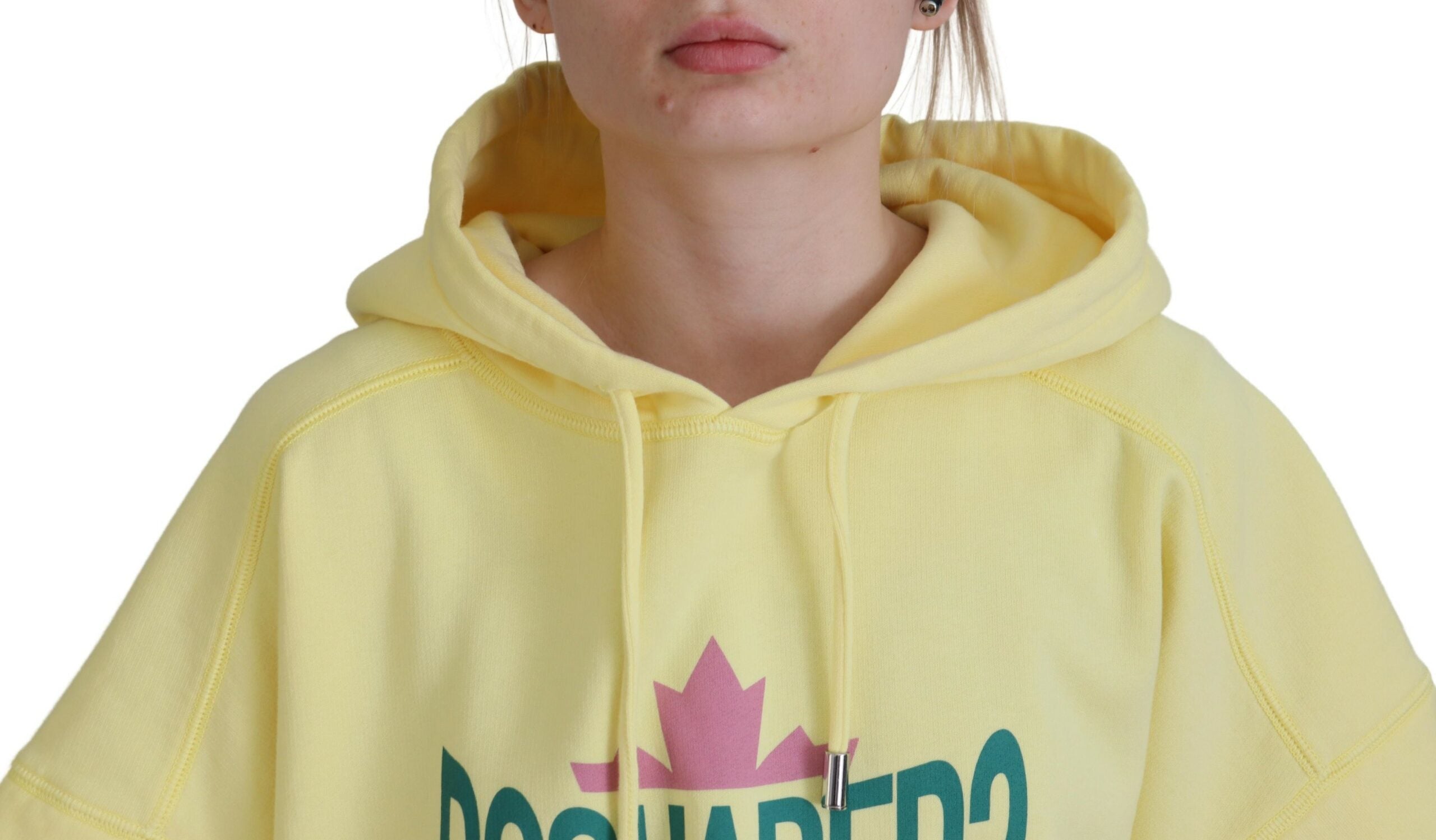 Dsquared² Yellow Logo Print Cotton Hoodie Sweatshirt Women's Sweater (Pre-Owned)
