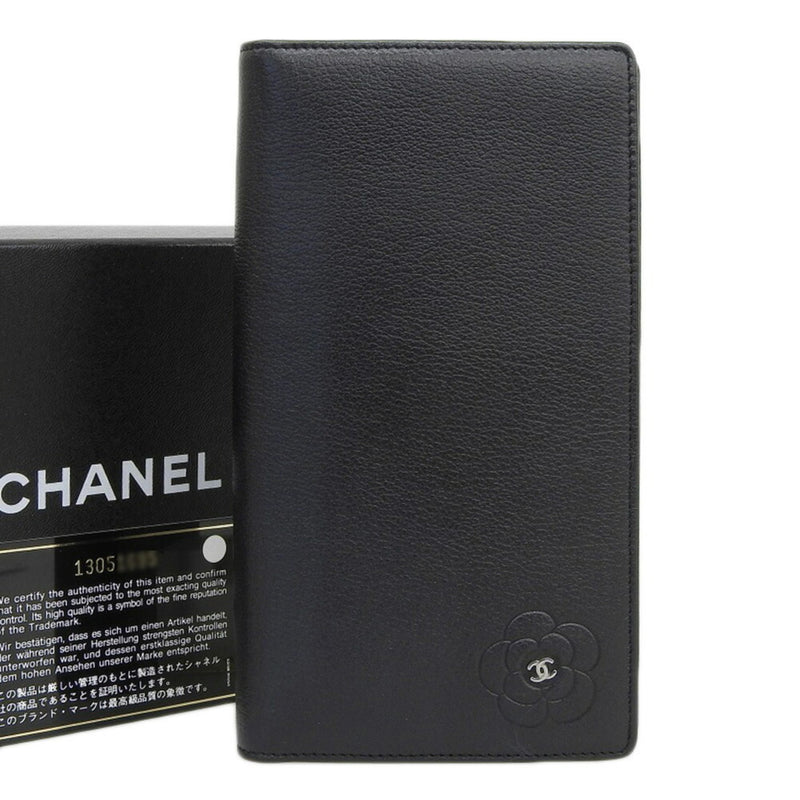 Chanel Camellia Black Leather Wallet  (Pre-Owned)