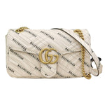 Gucci Gg Marmont Beige Leather Shoulder Bag (Pre-Owned)