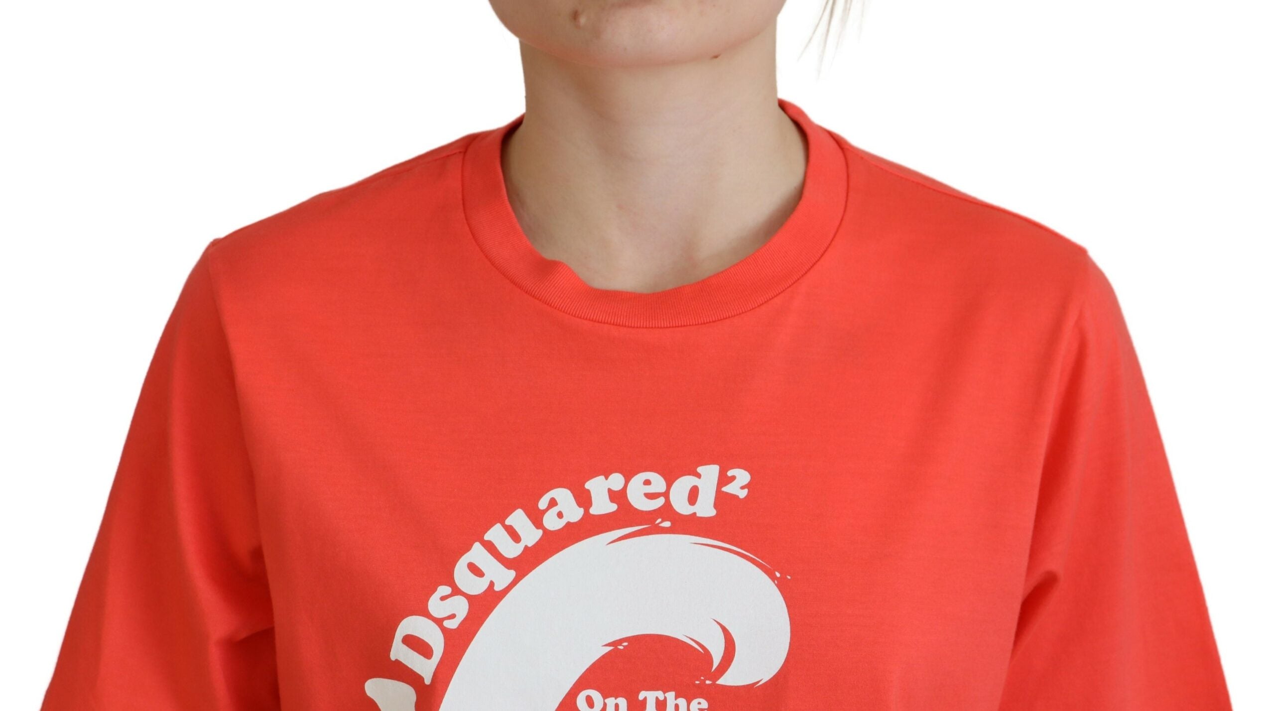Dsquared² Orange Logo Cotton Crewneck Short Sleeve Women's T-shirt (Pre-Owned)