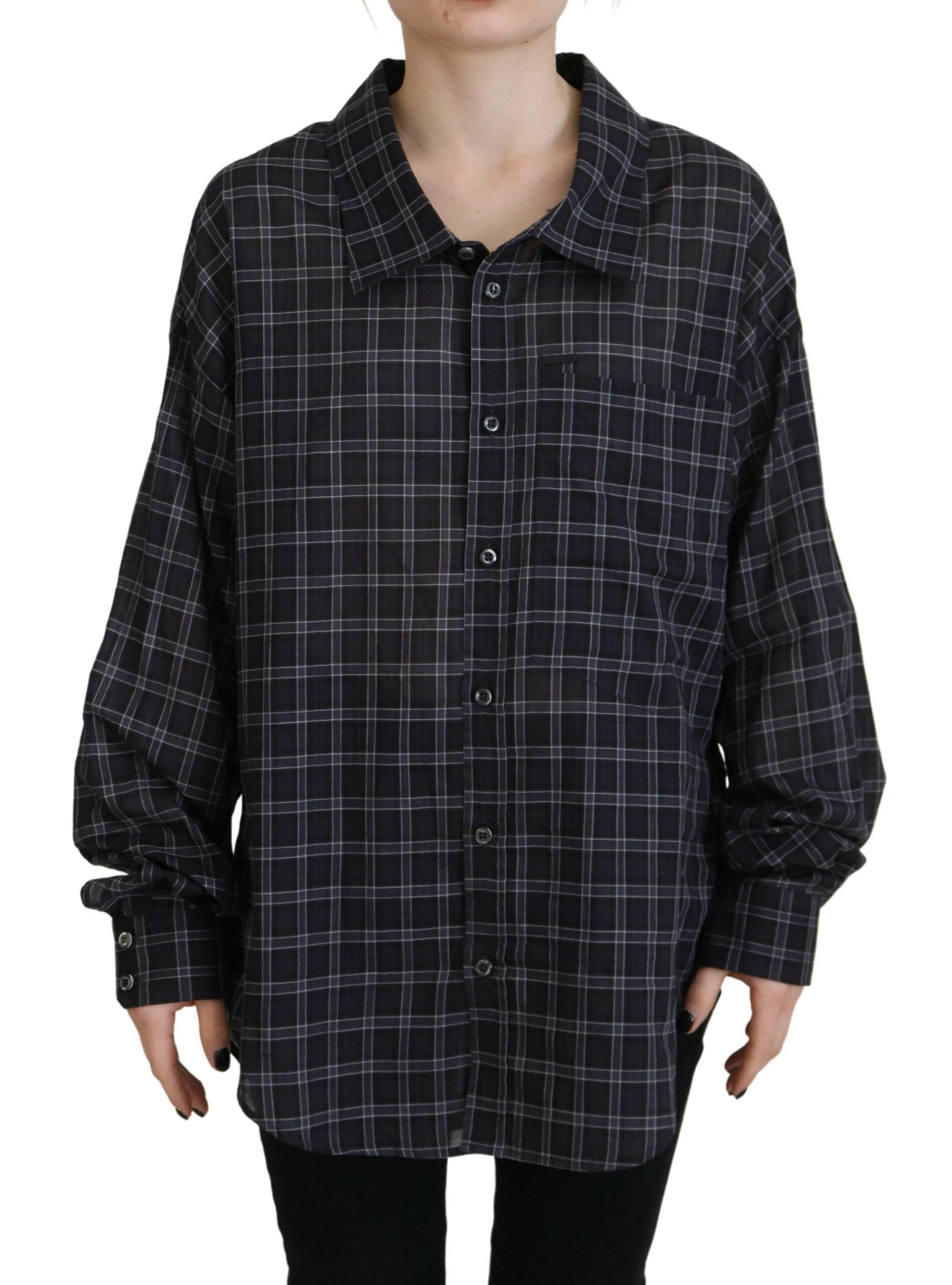 Dsquared² Black Checkered Collared Button Long Sleeves Women's Shirt (Pre-Owned)