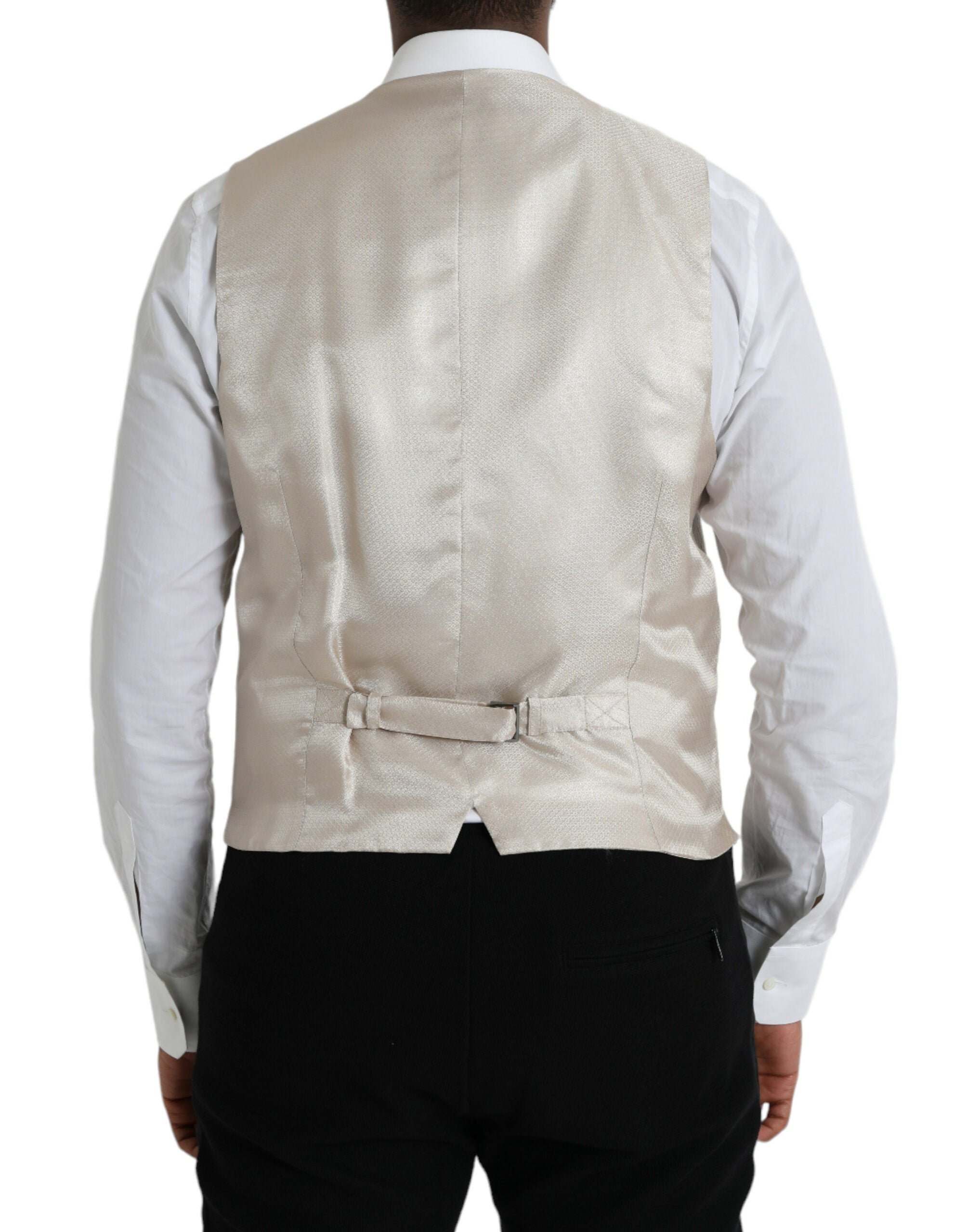 Dolce & Gabbana Off White Cotton Waistcoat Dress Formal Men's Vest