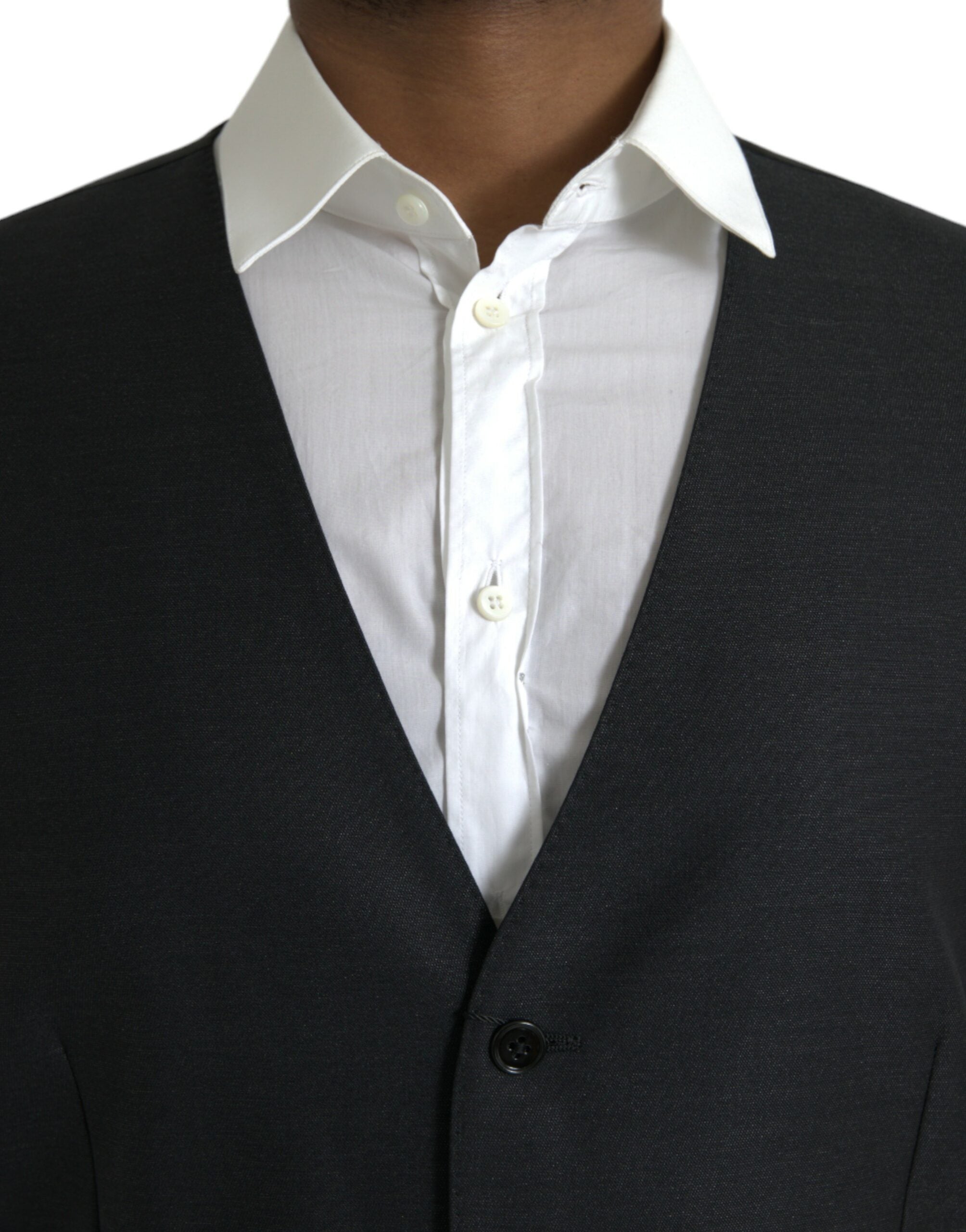 Dolce & Gabbana Black Wool Waistcoat Dress Formal Men's Vest