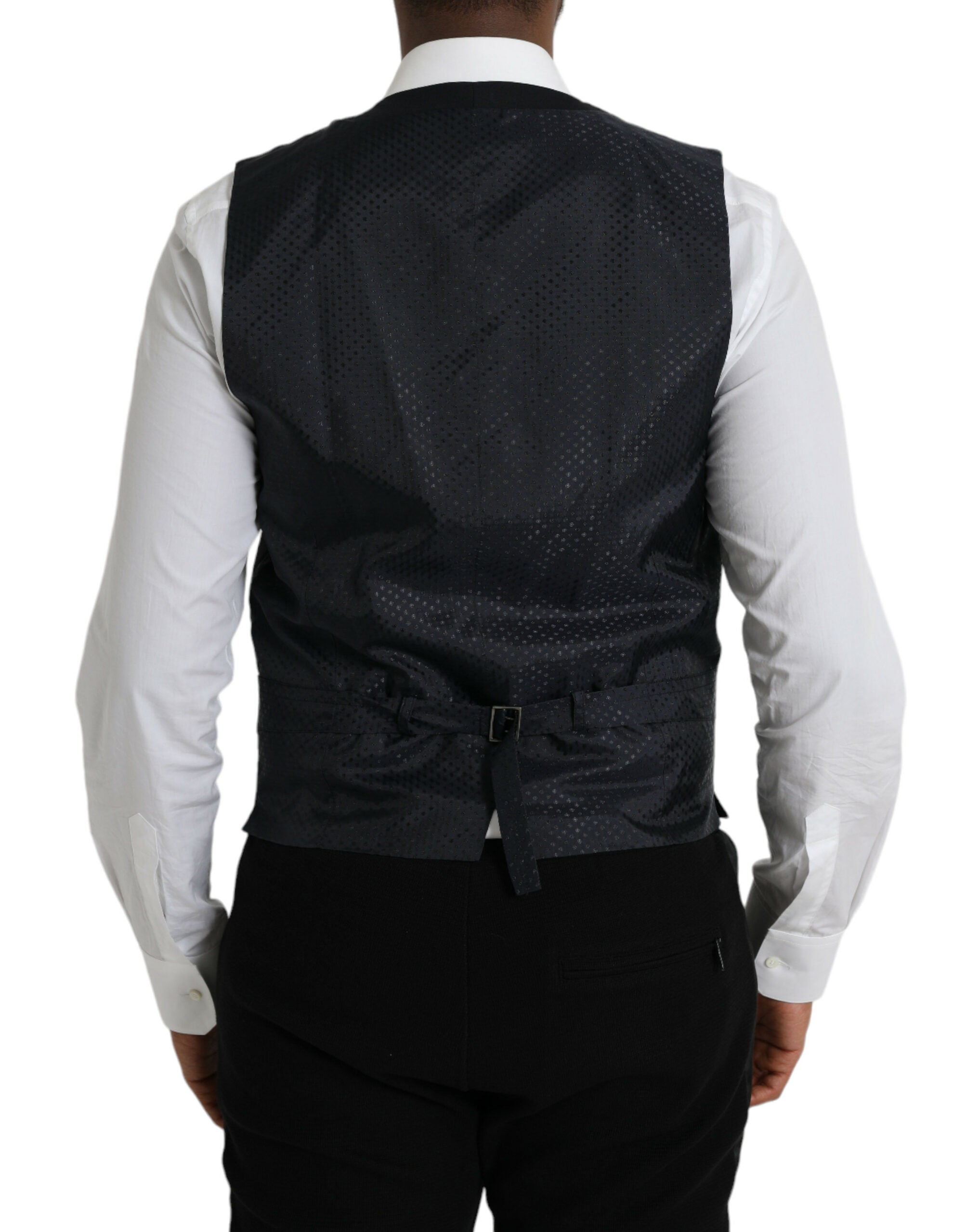 Dolce & Gabbana Black Wool Waistcoat Dress Formal Men's Vest