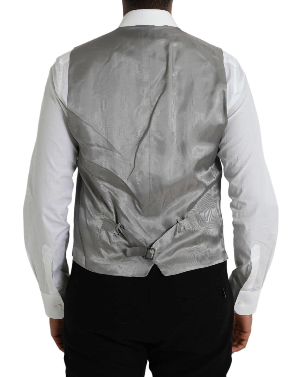 Dolce & Gabbana Light Gray Wool Formal Dress Waistcoat Men's Vest