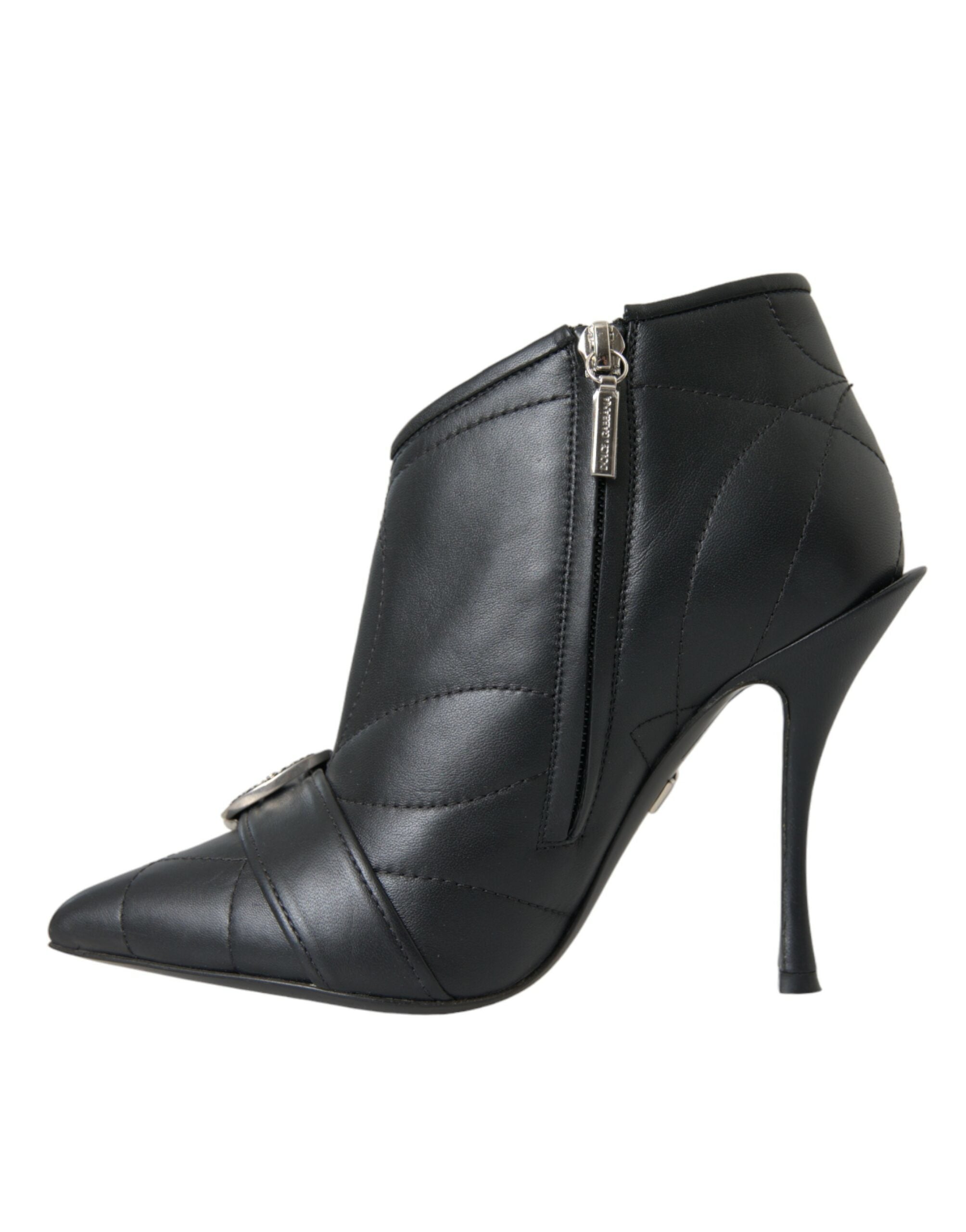 Dolce & Gabbana Black Devotion Quilted Buckled Boots Women's Shoes