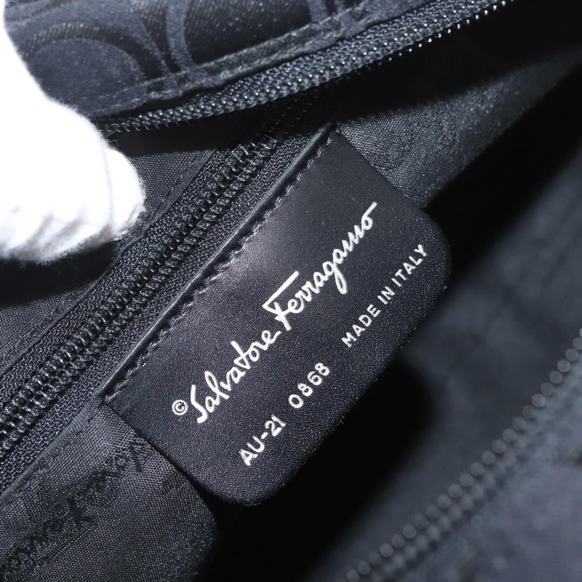 Salvatore Ferragamo Gancini Tote Gancini Canvas Black Canvas Tote Bag Bag (Pre-Owned)