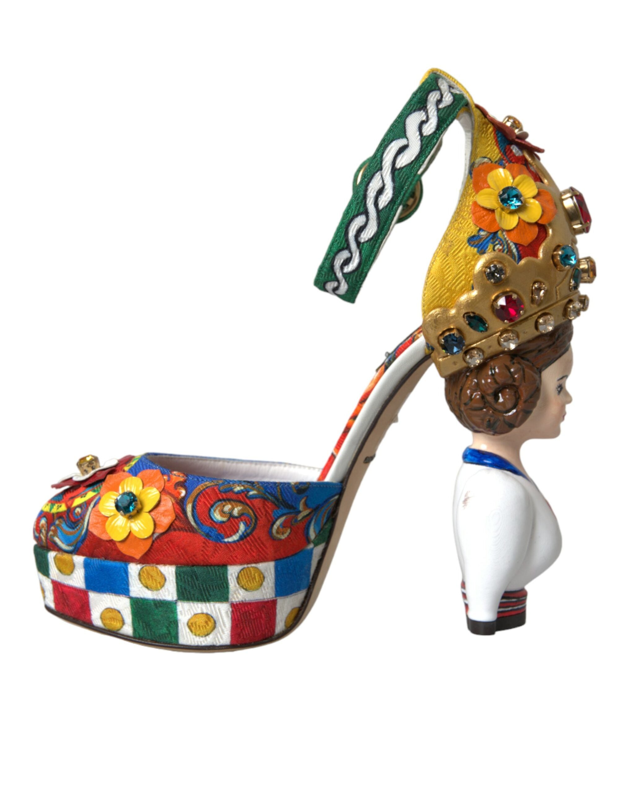 Dolce & Gabbana Multicolor Carretto Embellished Sandals Women's Shoes