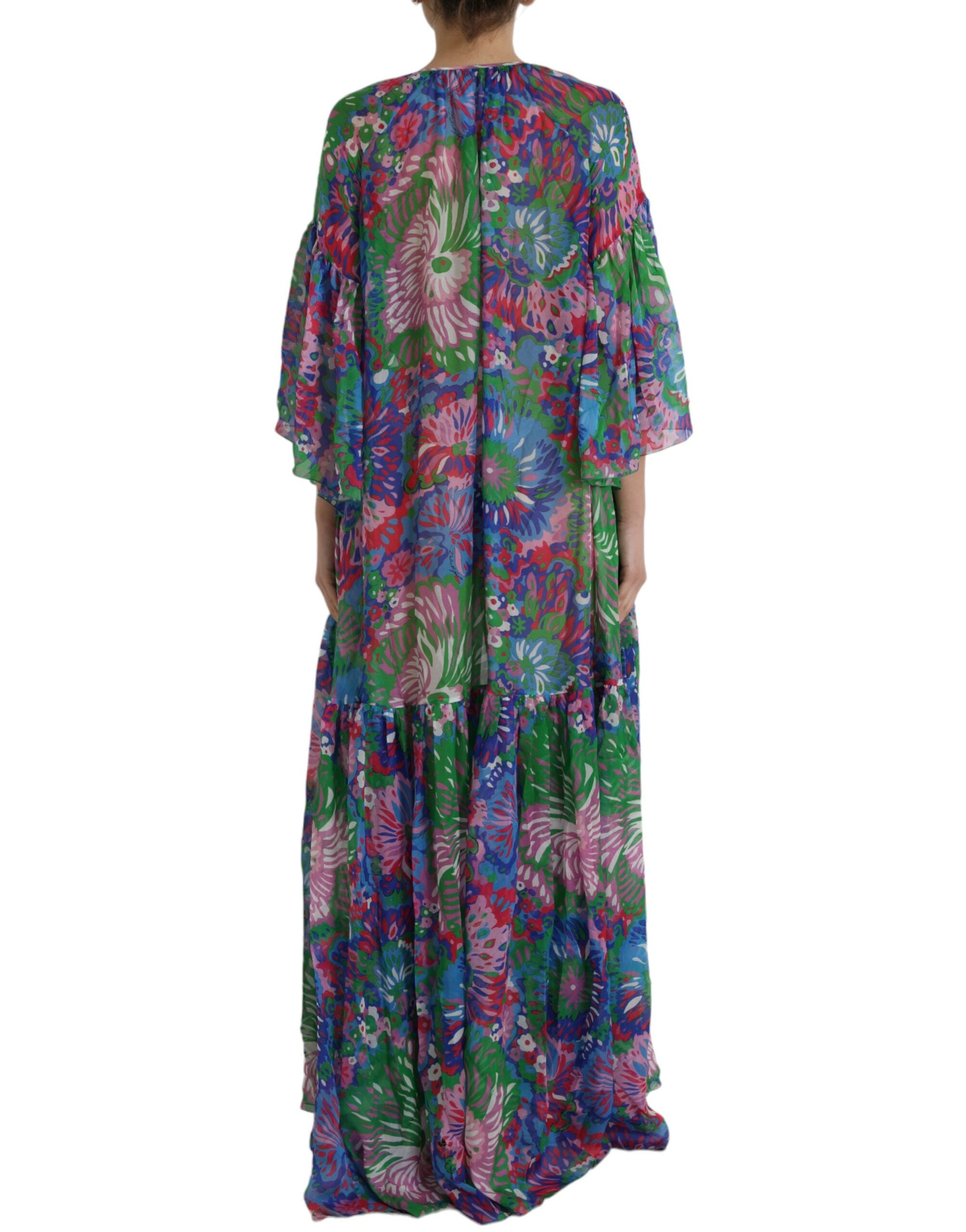 Dolce & Gabbana Multicolor Floral Silk Kaftan Maxi Women's Dress