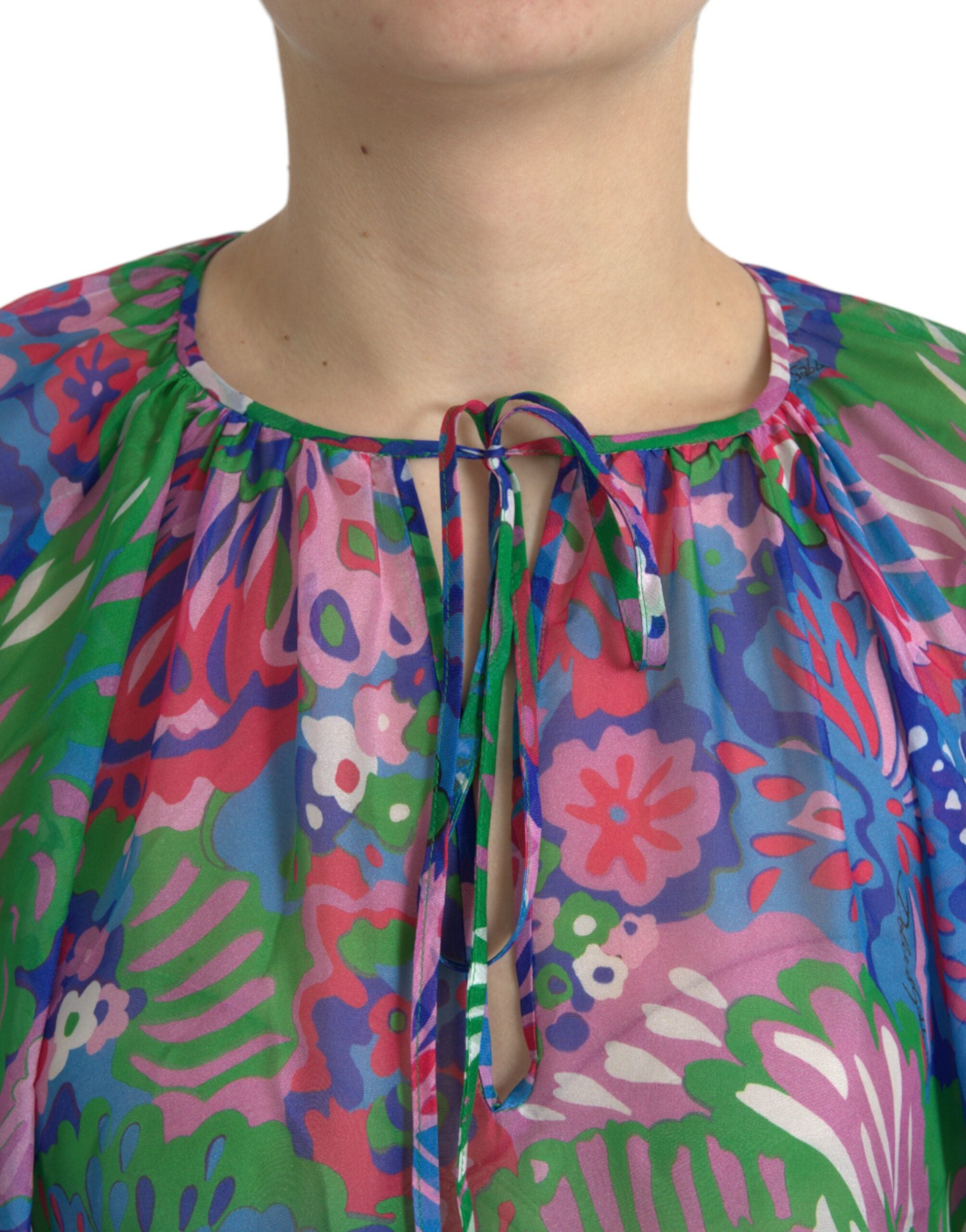 Dolce & Gabbana Multicolor Floral Silk Kaftan Maxi Women's Dress
