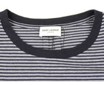 Saint Laurent Men's Blue Cotton Striped Crewneck T-shirt