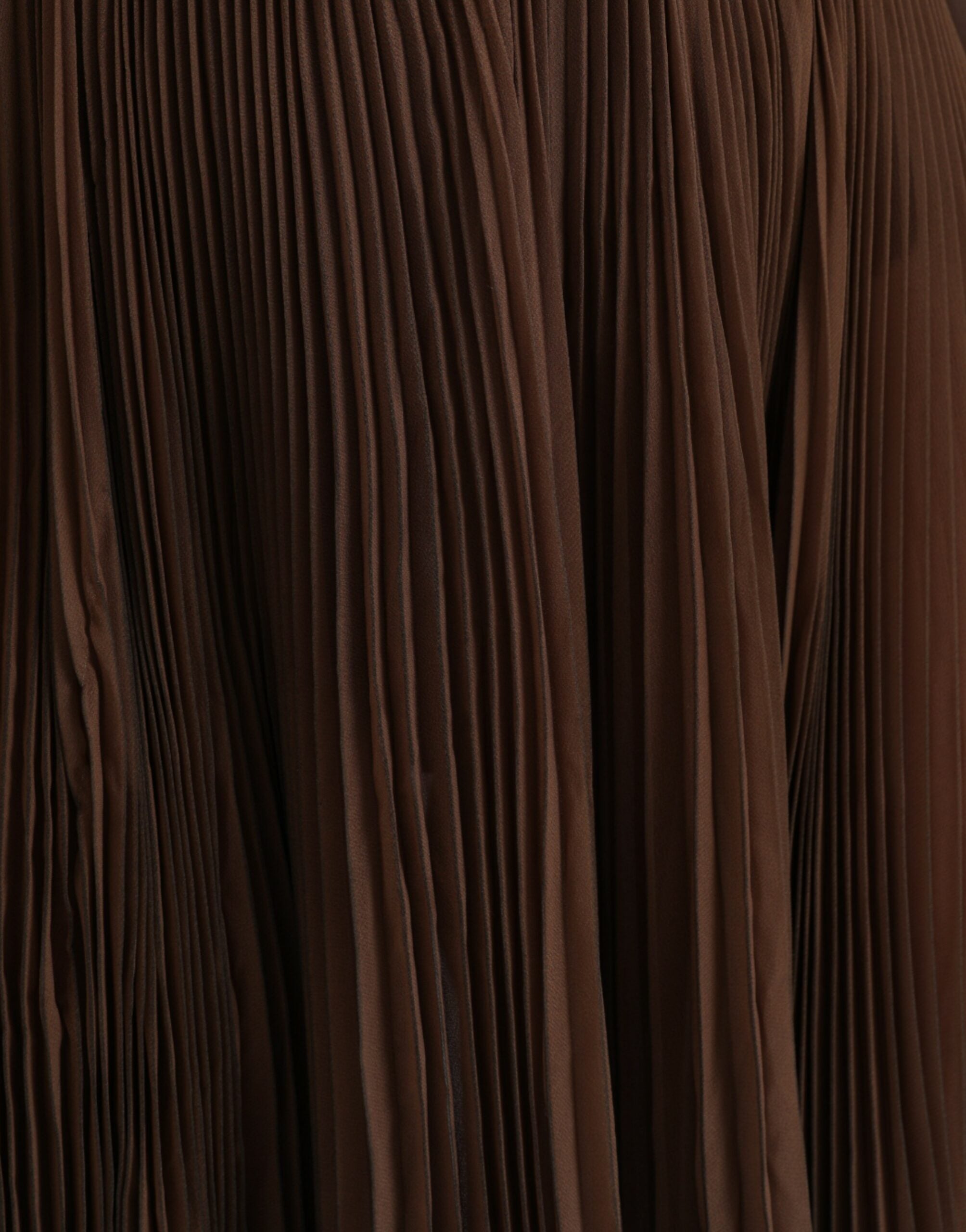Dolce & Gabbana Brown Polyester Pleated High Waist Midi Women's Skirt