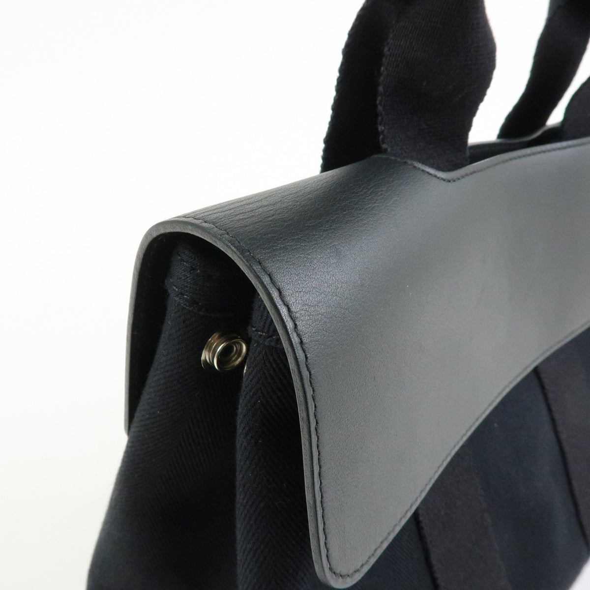 Hermes Valparaiso Toile And Leather Black Canvas Handbag (Pre-Owned)