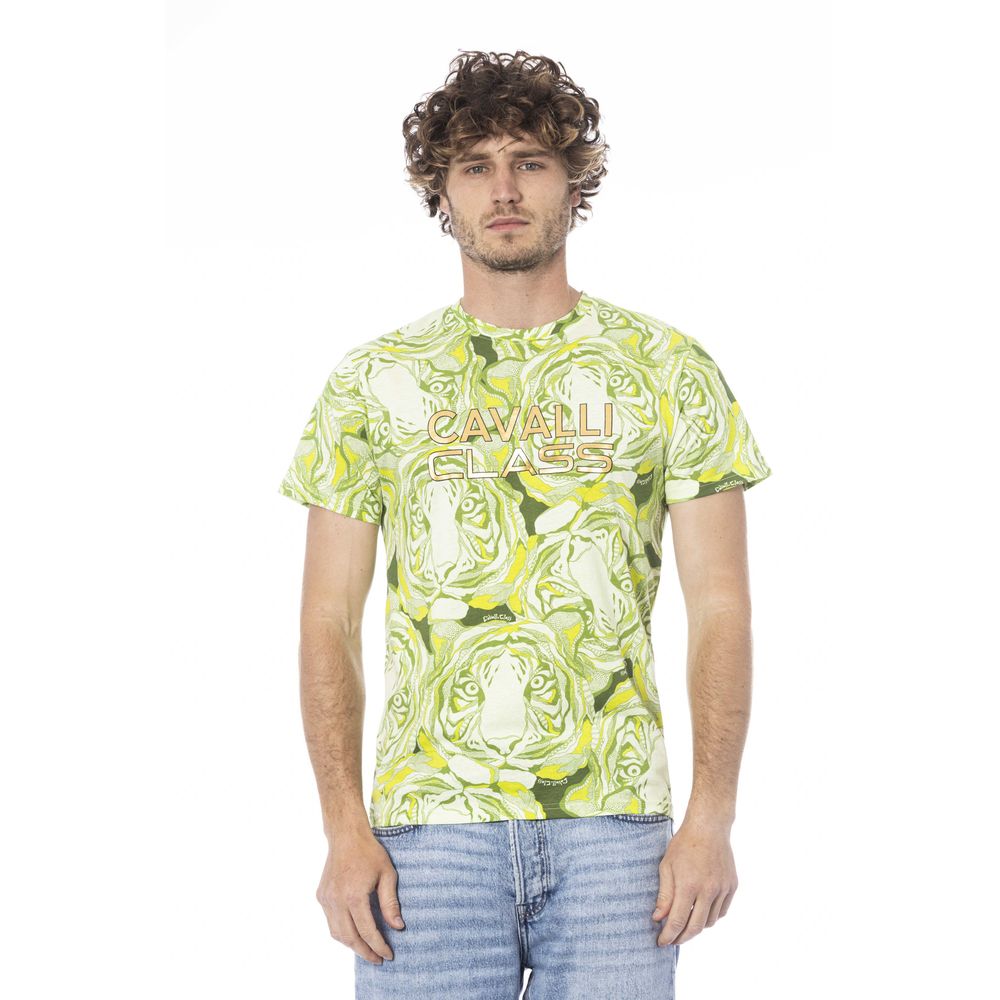 Cavalli Class Green Cotton Men Men's T-Shirt
