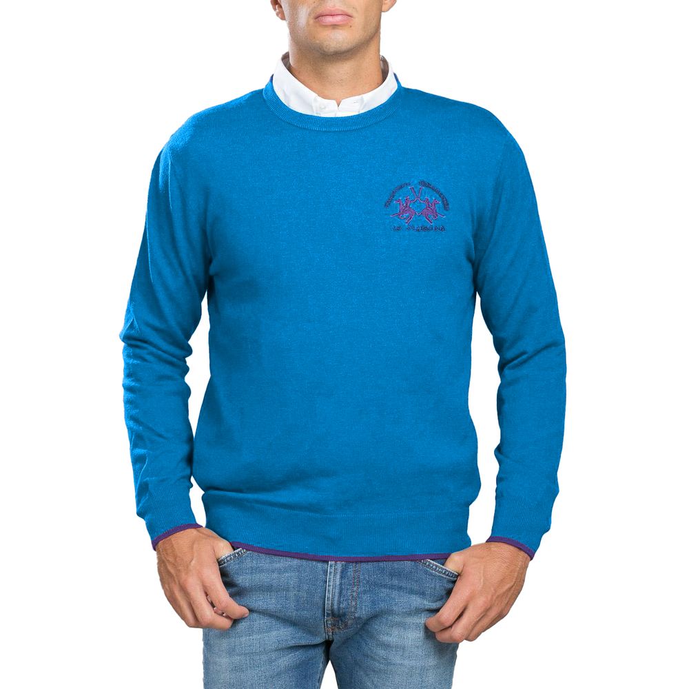 La Martina Light Blue Acrylic Men's Sweater