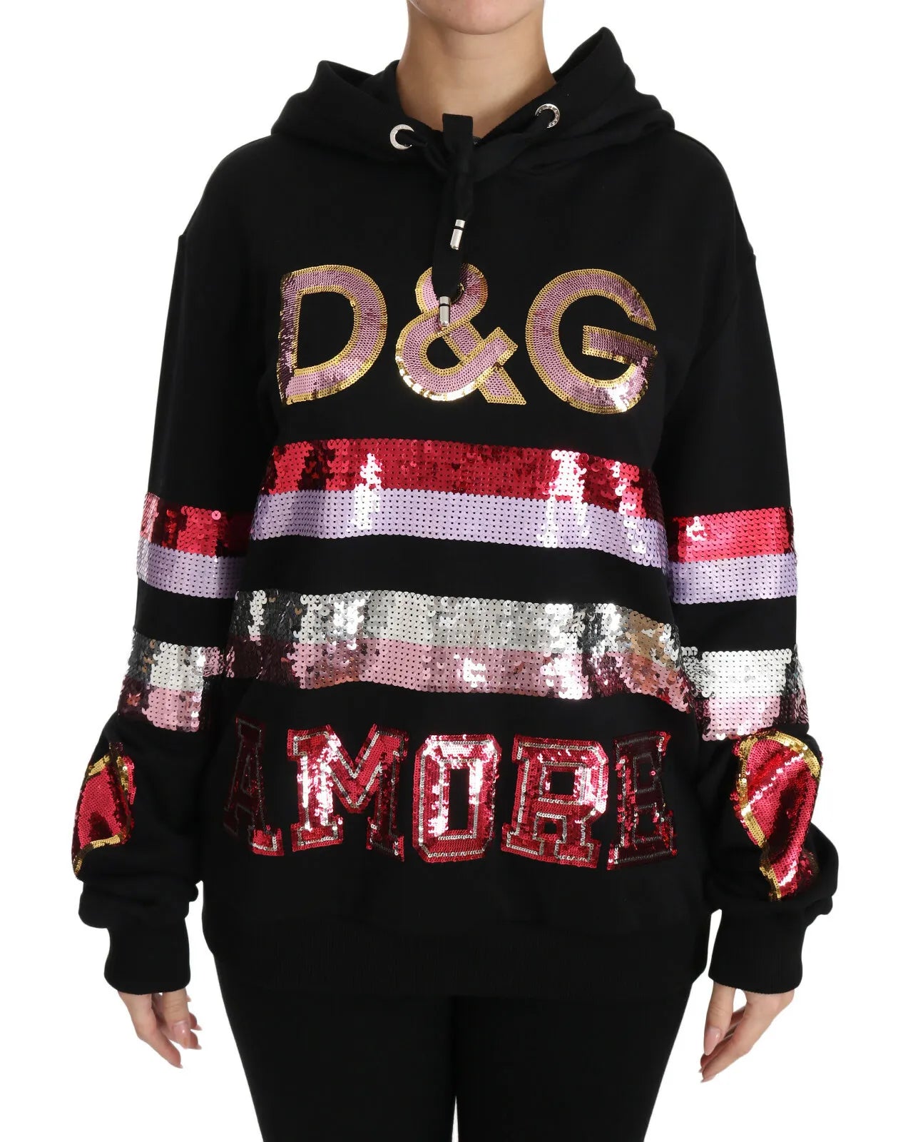 Dolce & Gabbana DG Sequined Hooded Pullover Women's Sweater