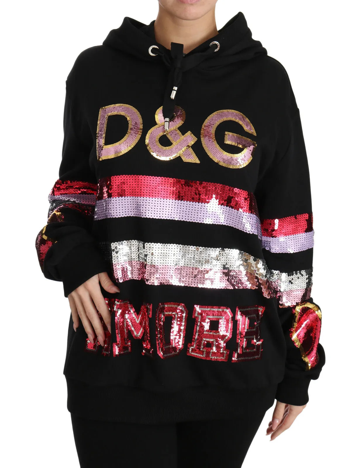 Dolce & Gabbana DG Sequined Hooded Pullover Women's Sweater