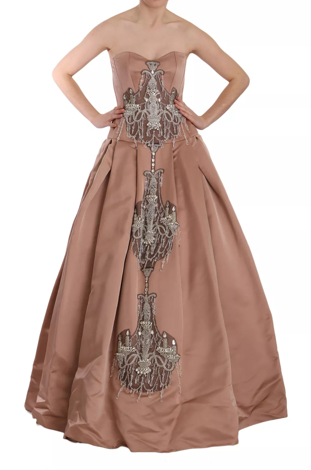 Dolce & Gabbana Crystal Pink Silk Chandelier Ball Gown Women's Dress (Pre-Owned)