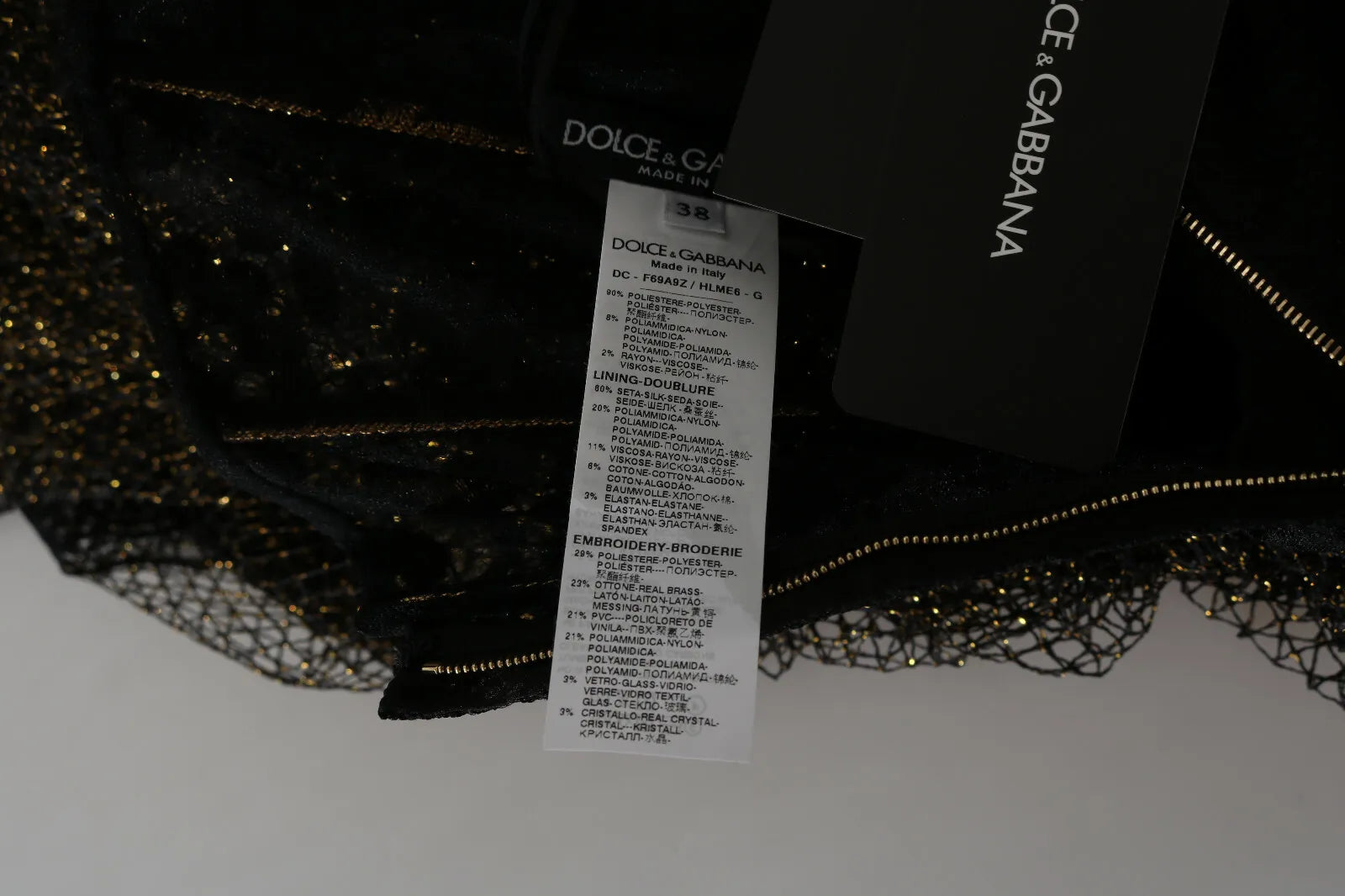 Dolce & Gabbana Black Gold Crystal Heart A-line Women's Dress (Pre-Owned)
