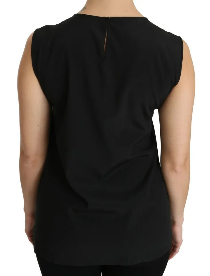 Dolce & Gabbana Black Silk DG Family Crystal Sleeveless Women's Top (Pre-Owned)