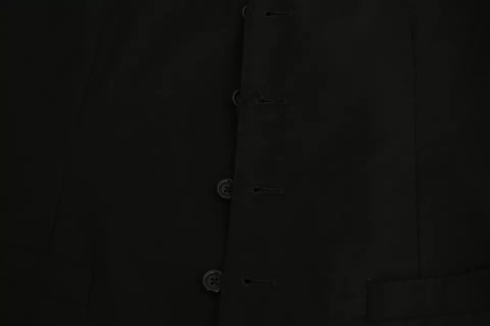 Dolce & Gabbana Black Wool Stretch Waistcoat Formal Dress Men's Vest (Pre-Owned)