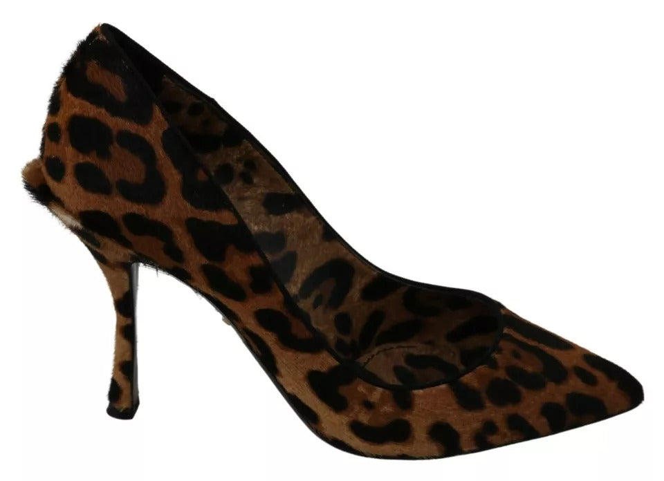 Dolce & Gabbana Brown Leopard Pony Hair Heels Pumps Women's Shoes (Pre-Owned)
